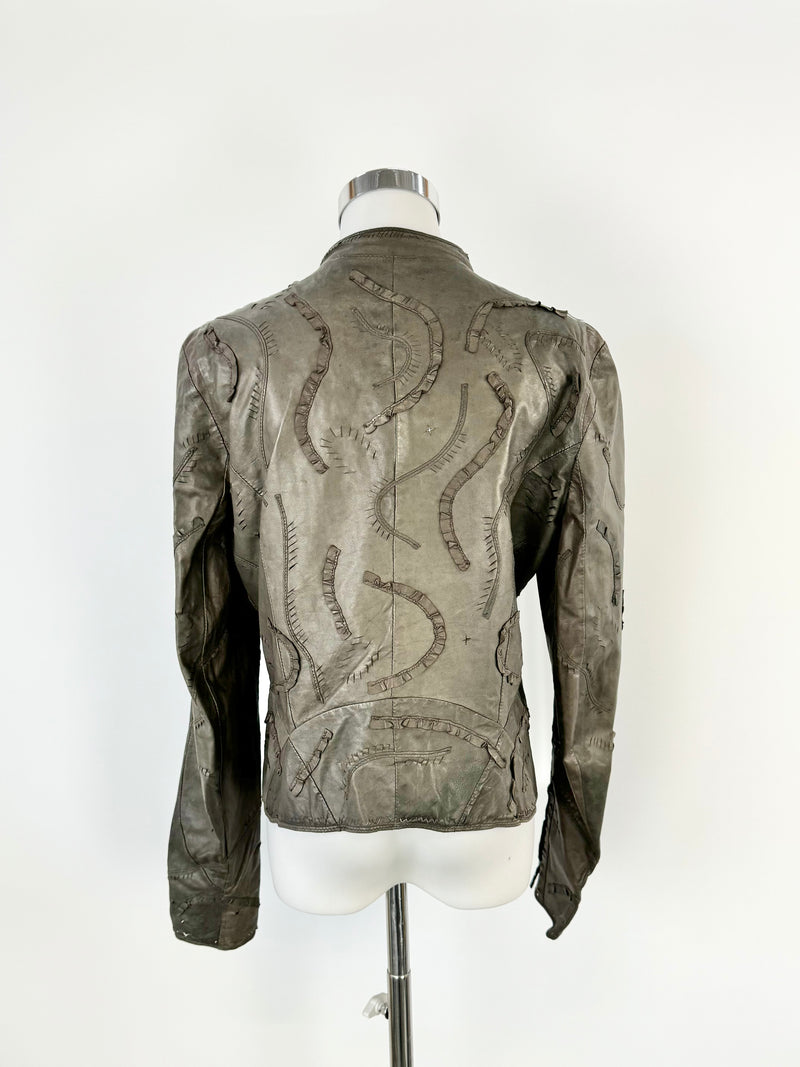 Sylvie Schimmel Lazer Cut Chocolate Leather Jacket - AU8/10