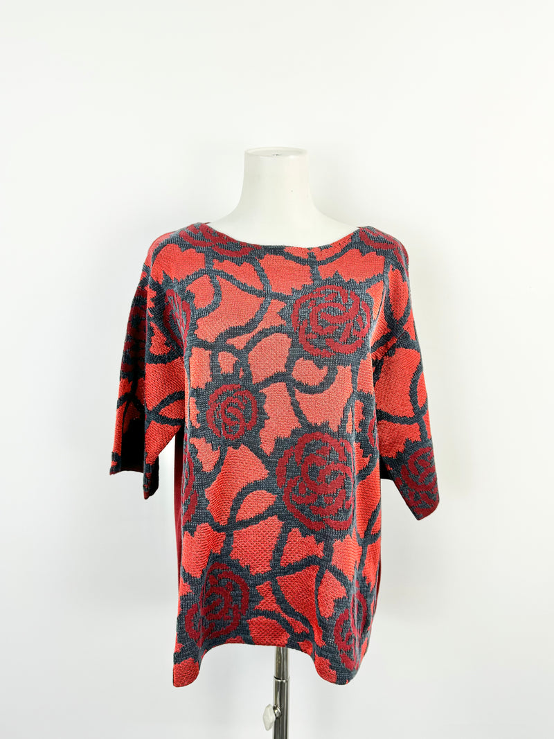 Dries van Noten Red Rose Knitwear Top - AU6/8