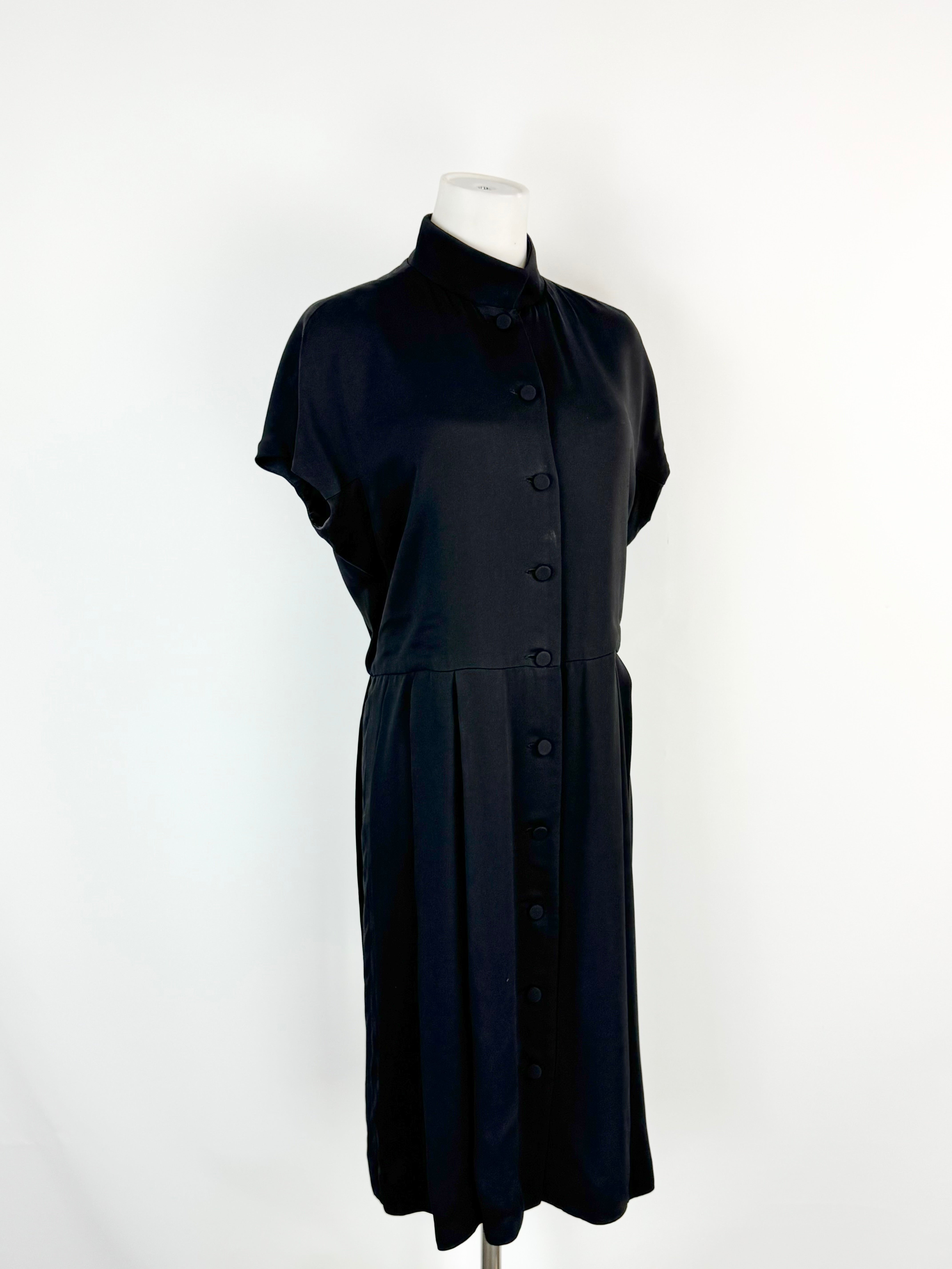 Bally Black Button Down Pleated Skirt Dress - AU10/12