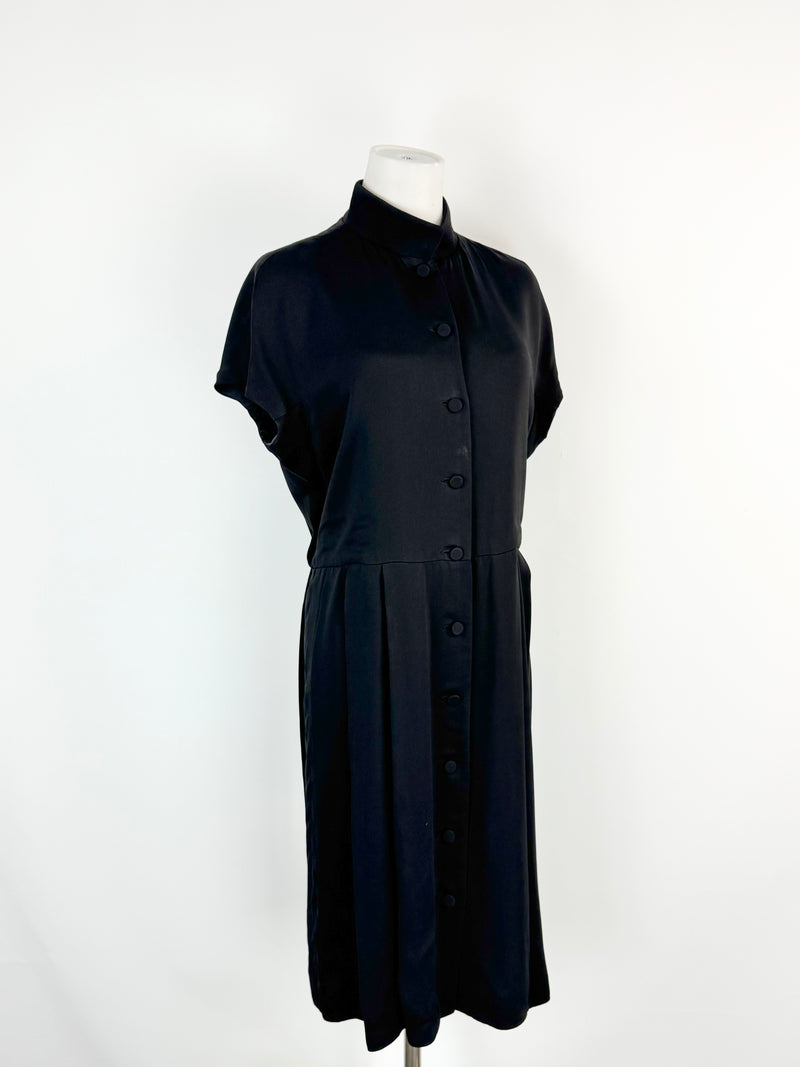 Bally Black Button Down Pleated Skirt Dress - AU10/12