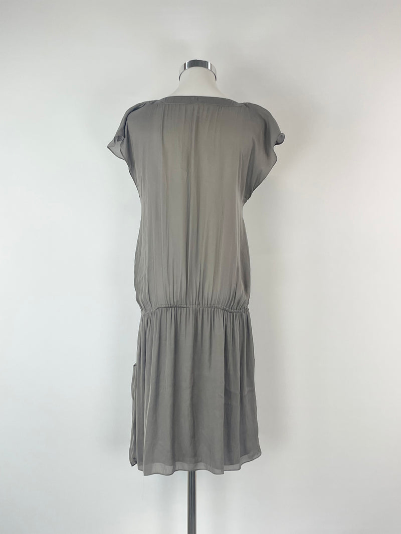 Athe Vanessa Bruno Taupe Sheer Dress - AU8