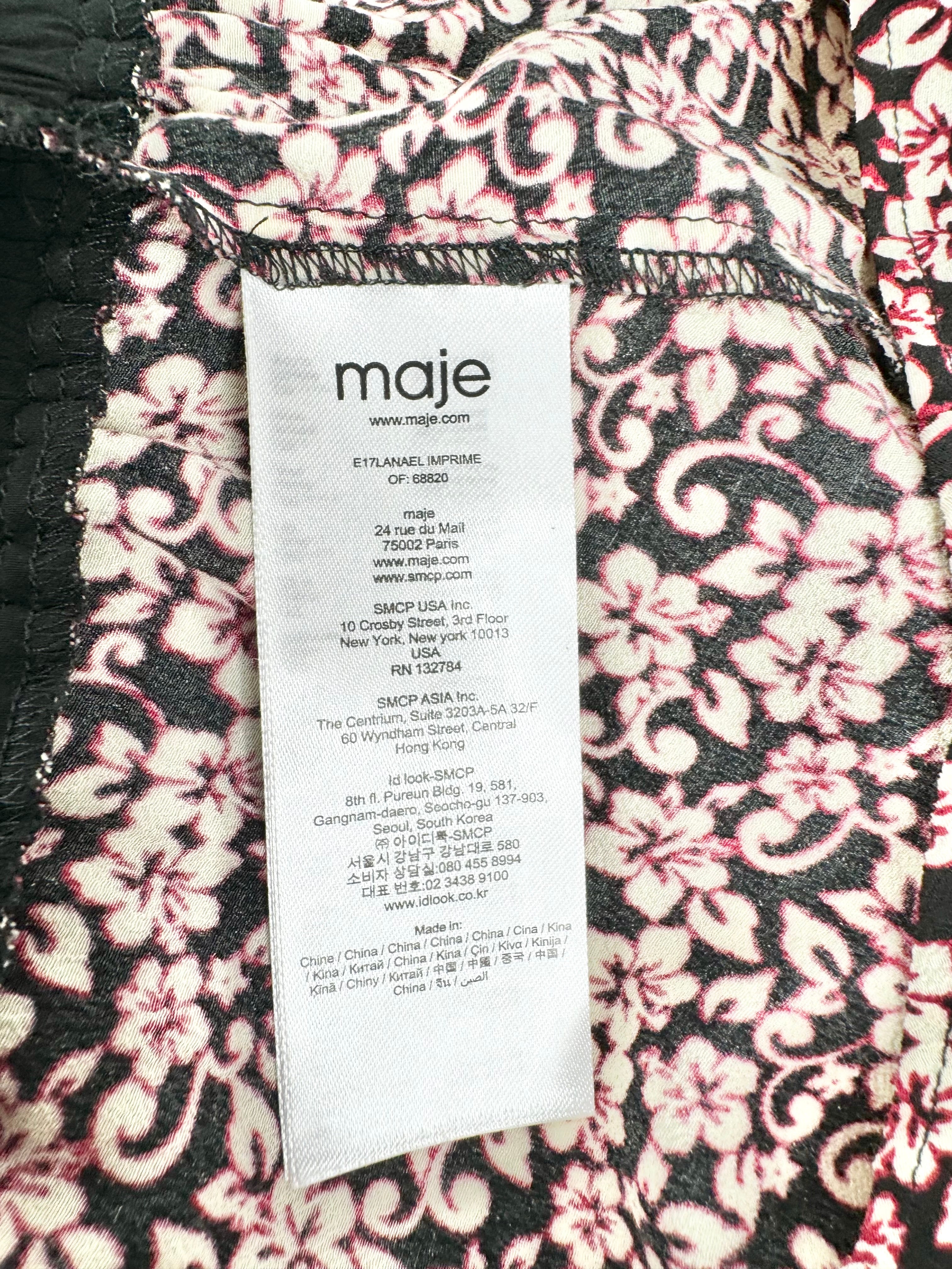 Maje Red Cream & Black Floral 'Lanael' Peasant Blouse - AU8