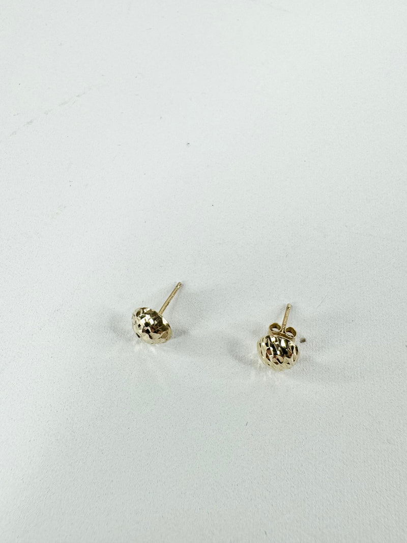 9ct Gold Hammered Round Studs