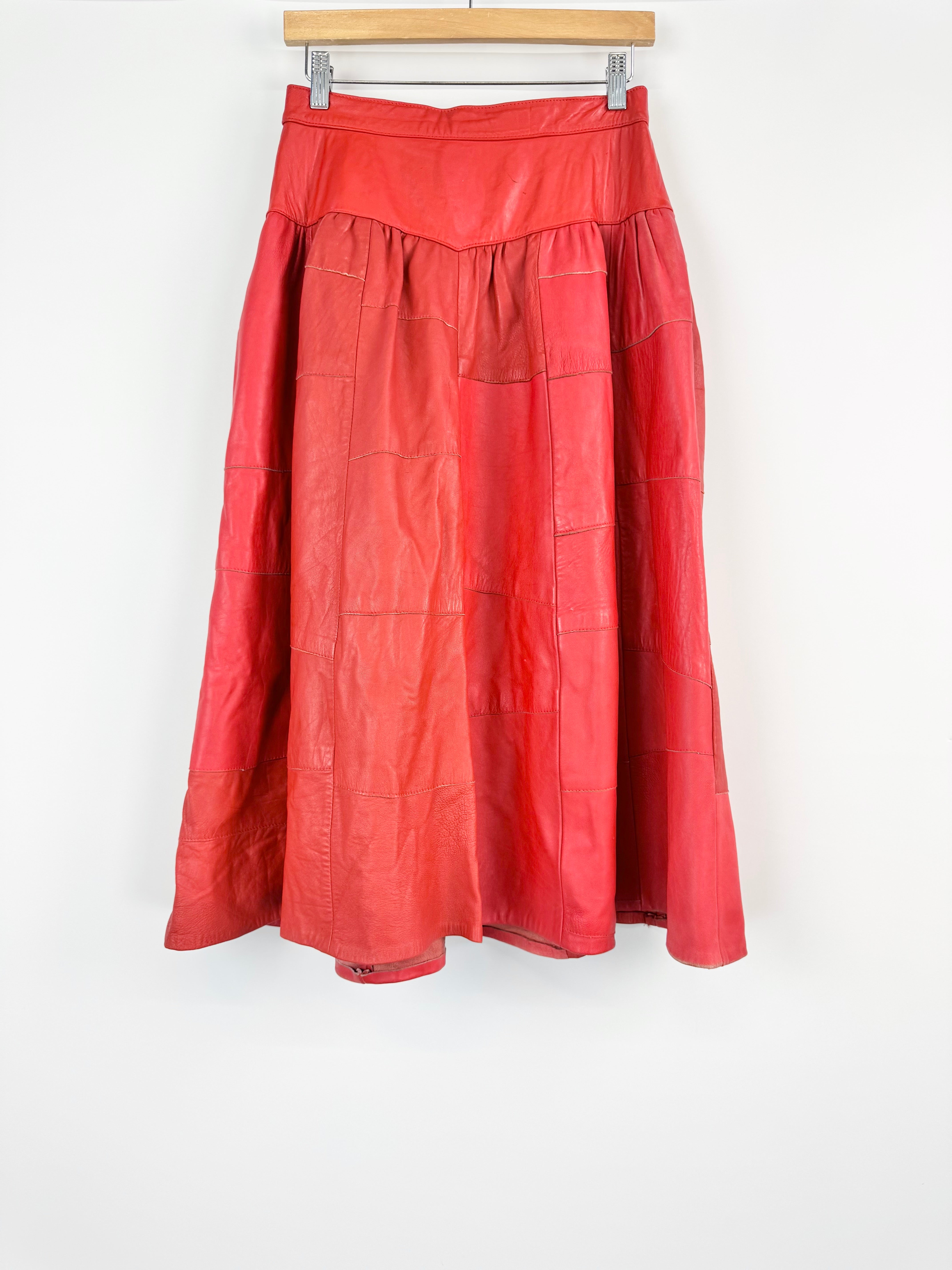 MFW Vintage Red Leather Skirt - AU8/10