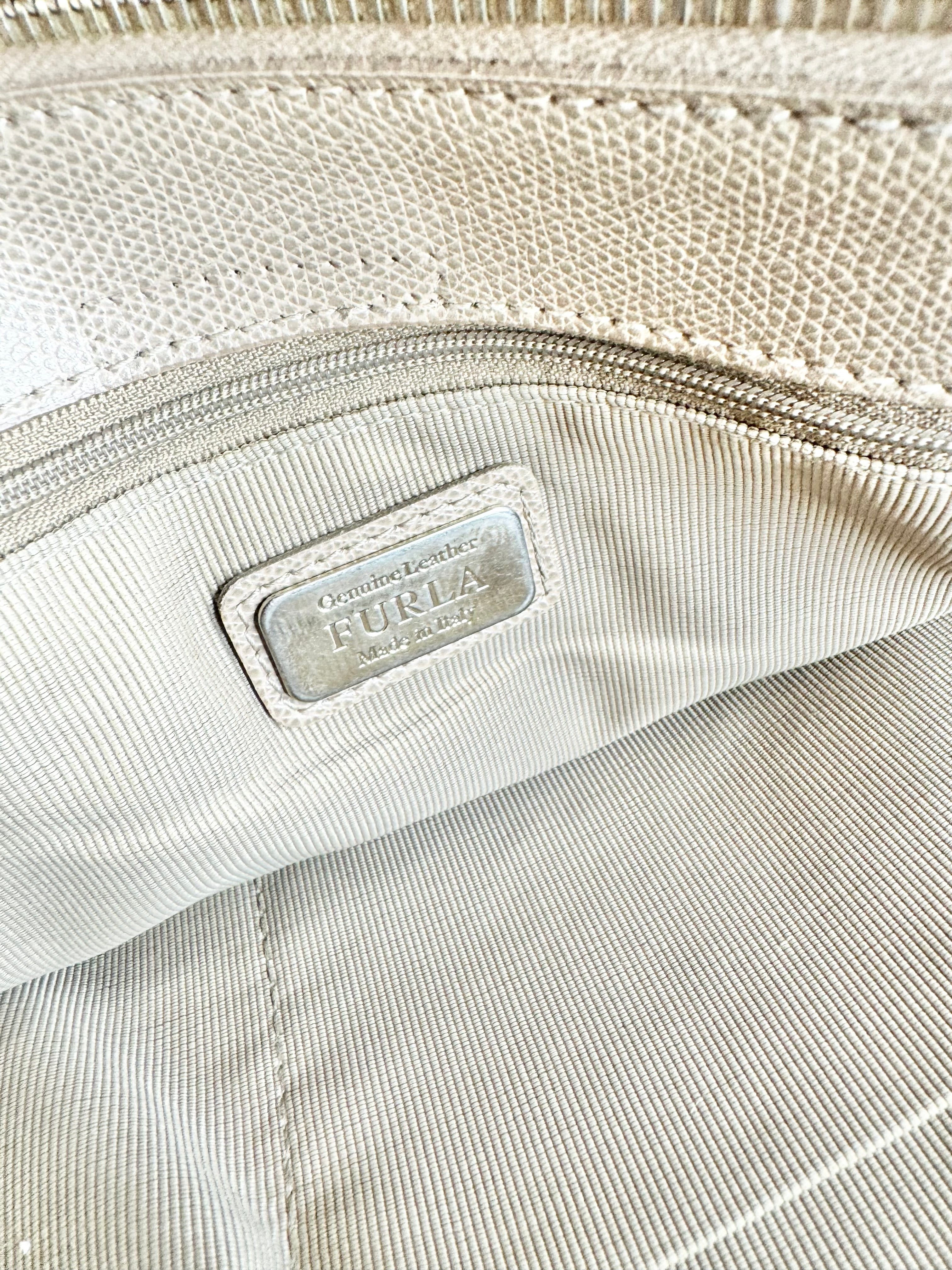 Furla Pebbled Taupe Leather Shoulder Bag