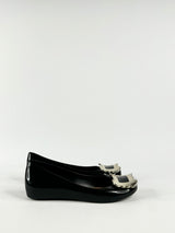 Vivienne Westwood x Melissa Black Silver Buckle Peep Toe Ballet Flats - EU38