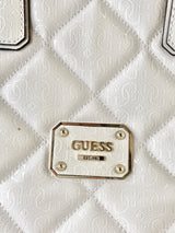 Guess White Monogramed Handbag