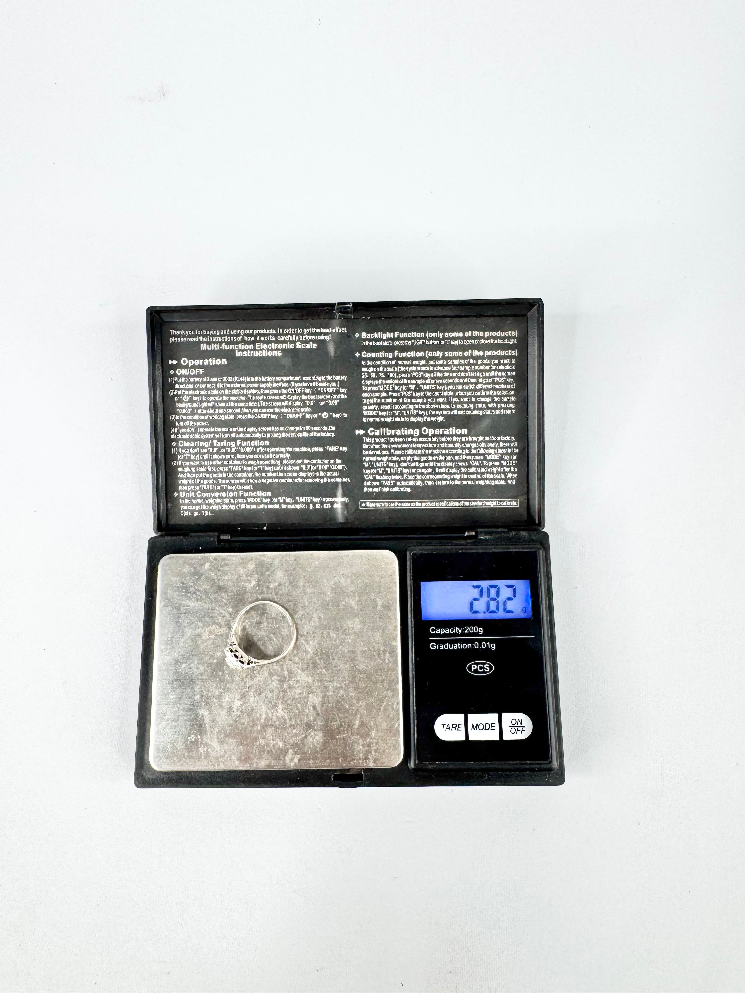 Mid Century 18ct White Gold, Sapphire & Diamond Ring