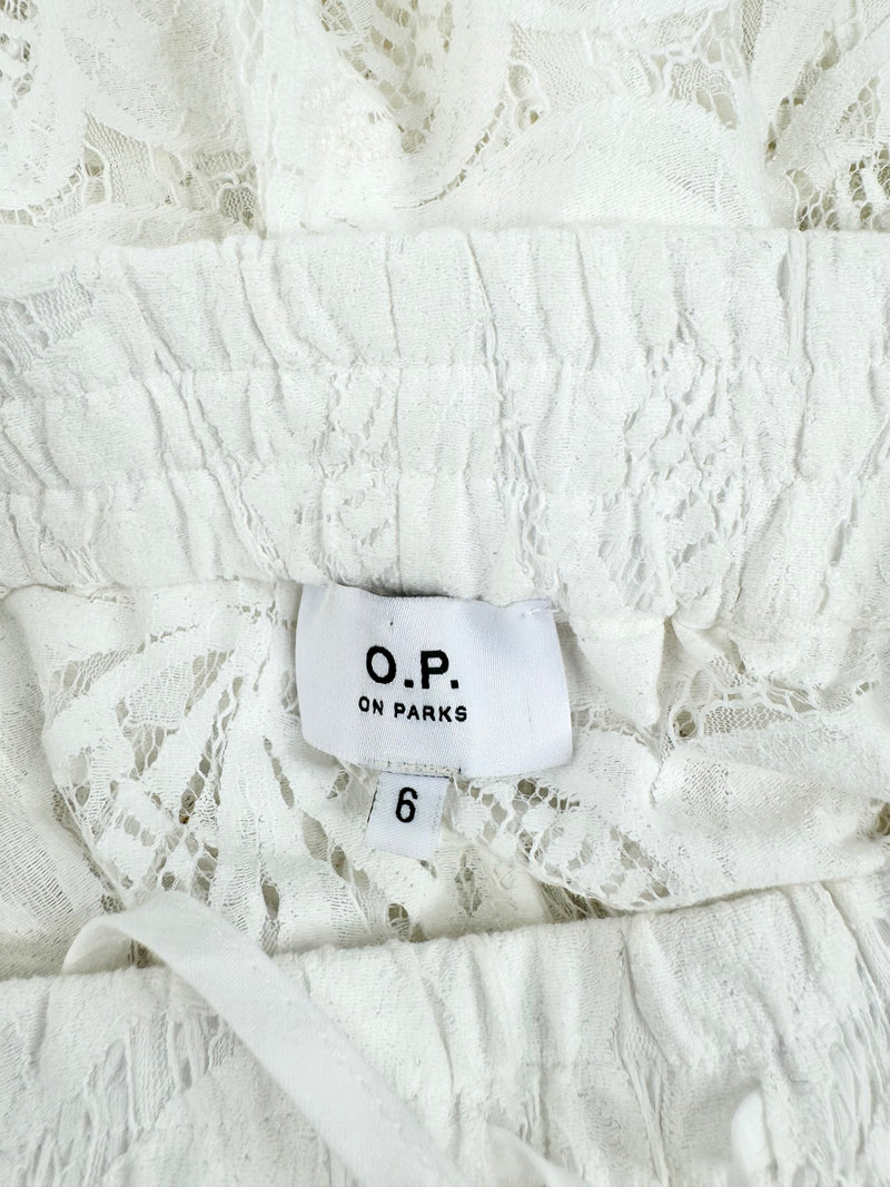 O.P On Parks Sheer White Lace Two Piece - AU8/6