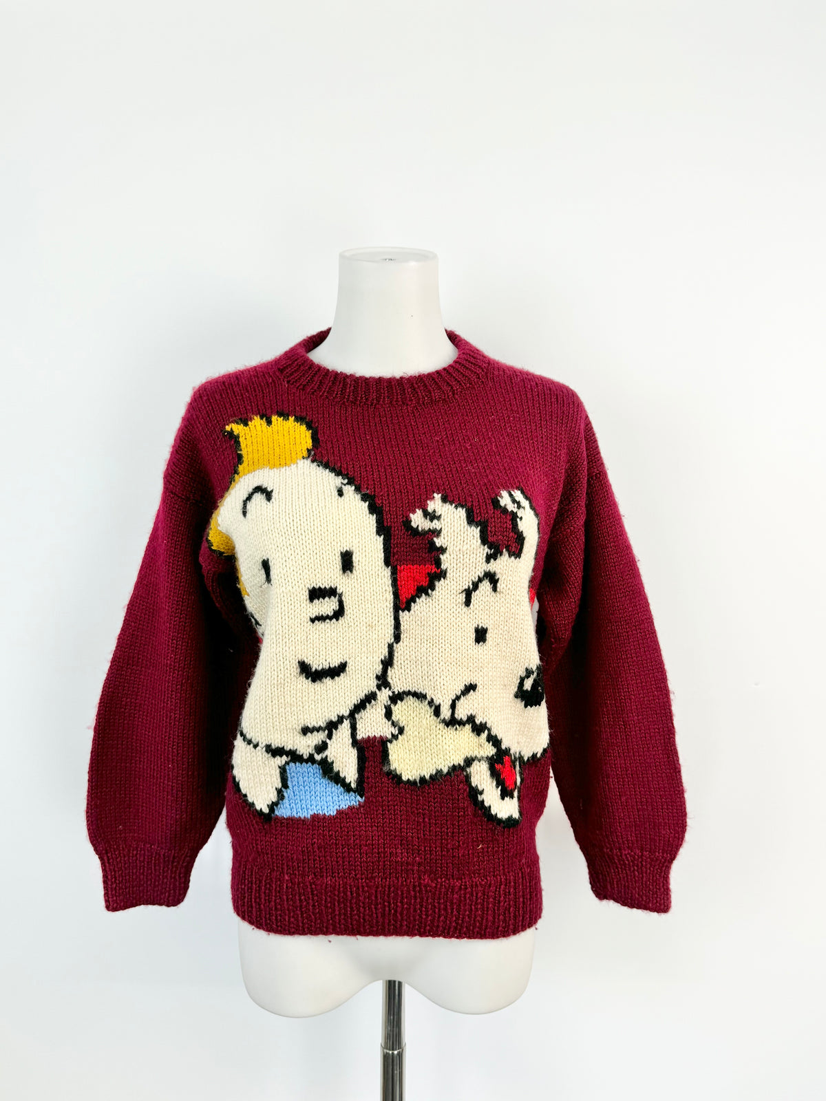 Hand-Knitted Burgundy Tin-Tin Jumper - AU8