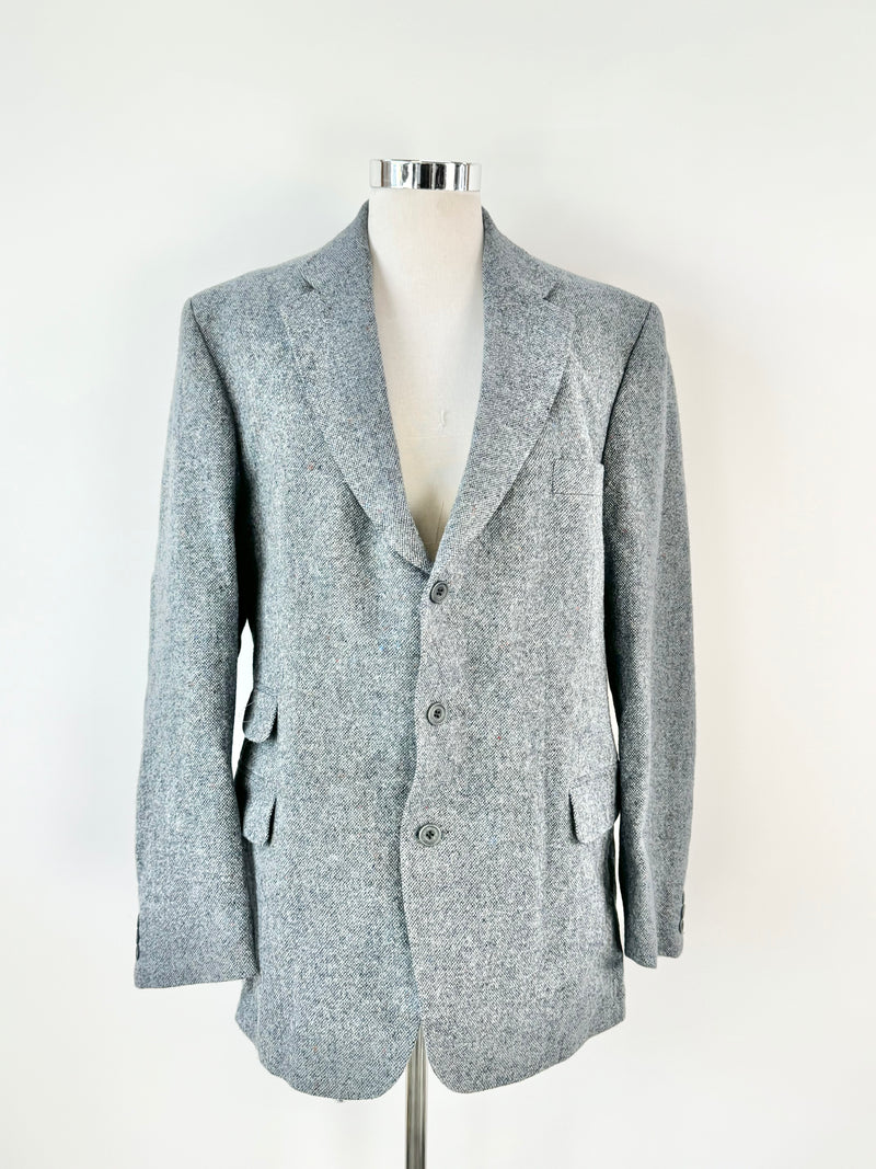 Vintage Donegal Tweed Hand Woven Blue Blazer - L