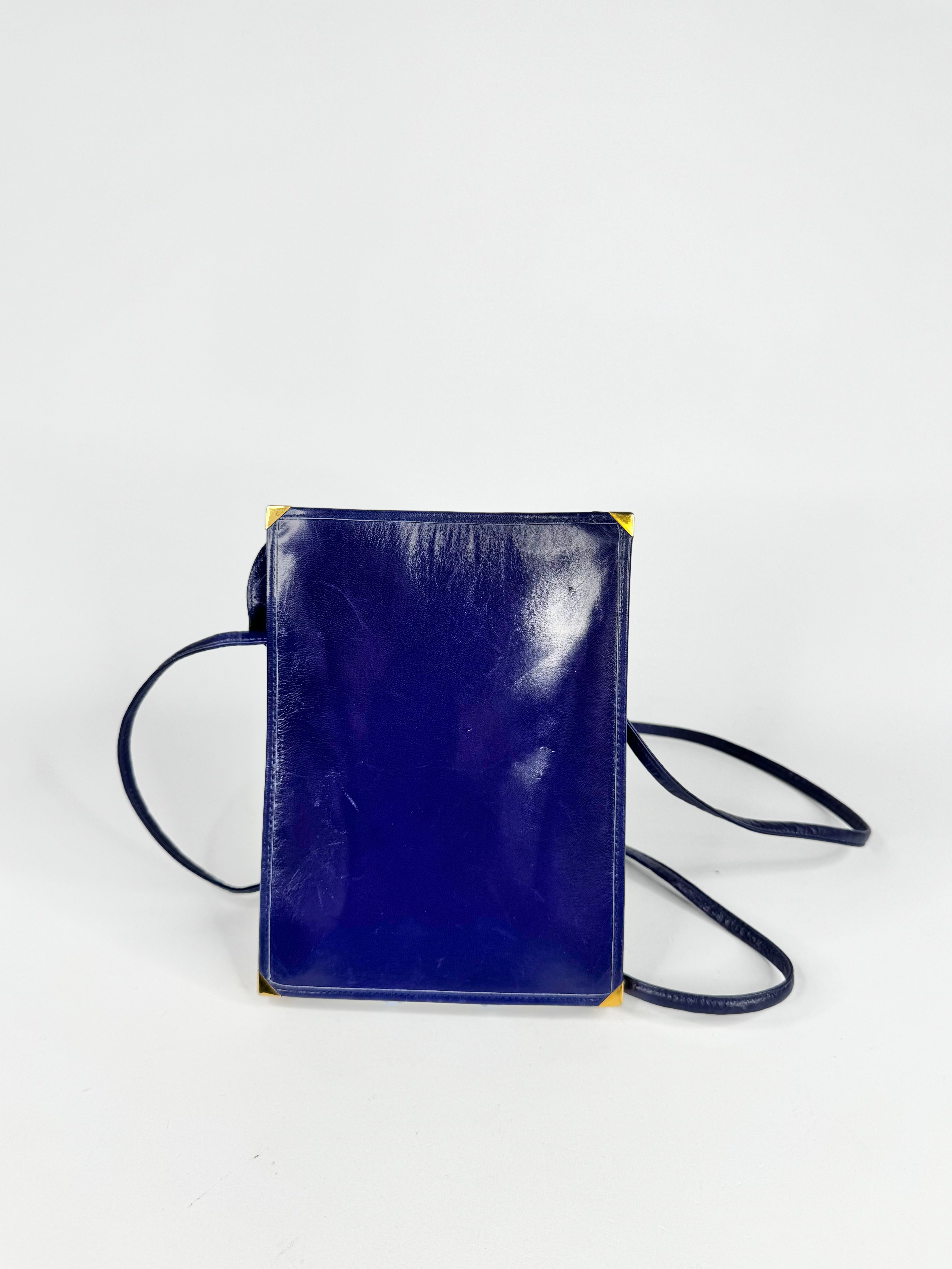 Vintage Christian Dior Blue Leather Cross Body Bag