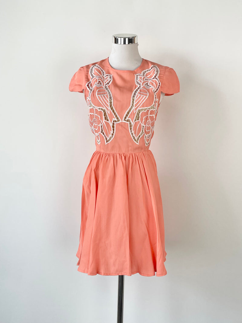 Alice McCall Salmon Embroidered Floral Midi Dress - AU6