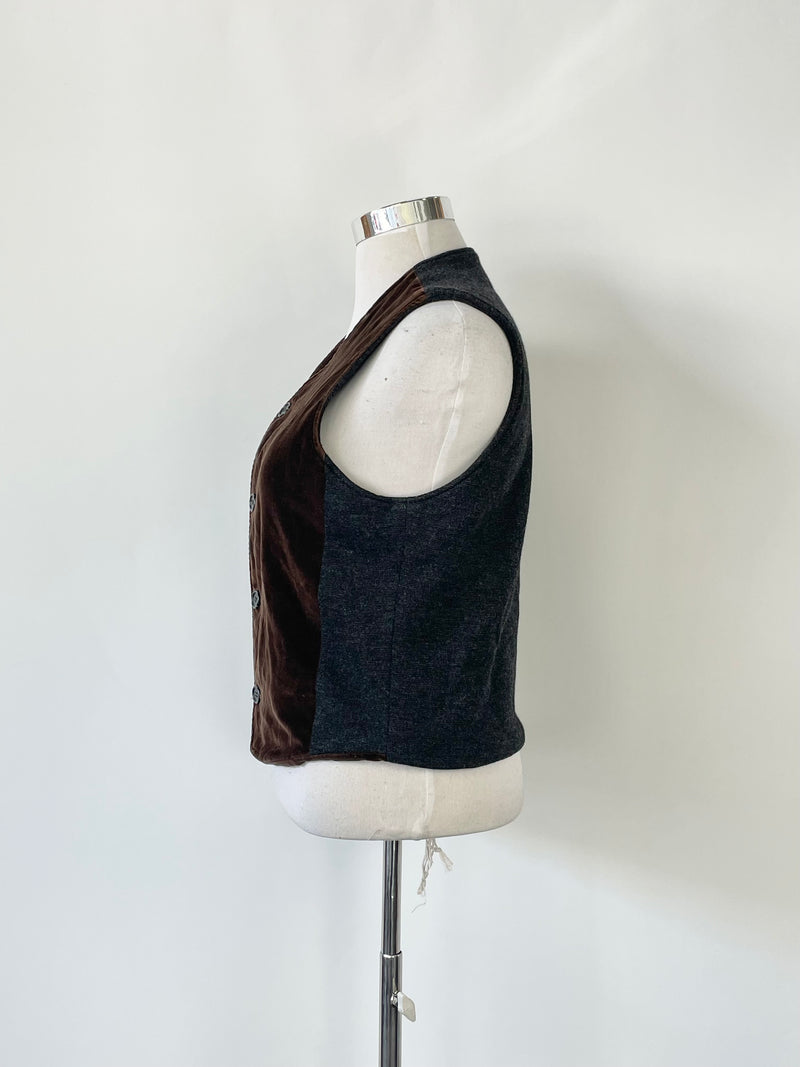 Husk Dark Brown Velvet Waistcoat - M