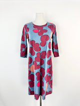 Marimekko 'Varpu Poppari' Blue & Red Shift Body Con Dress - AU10