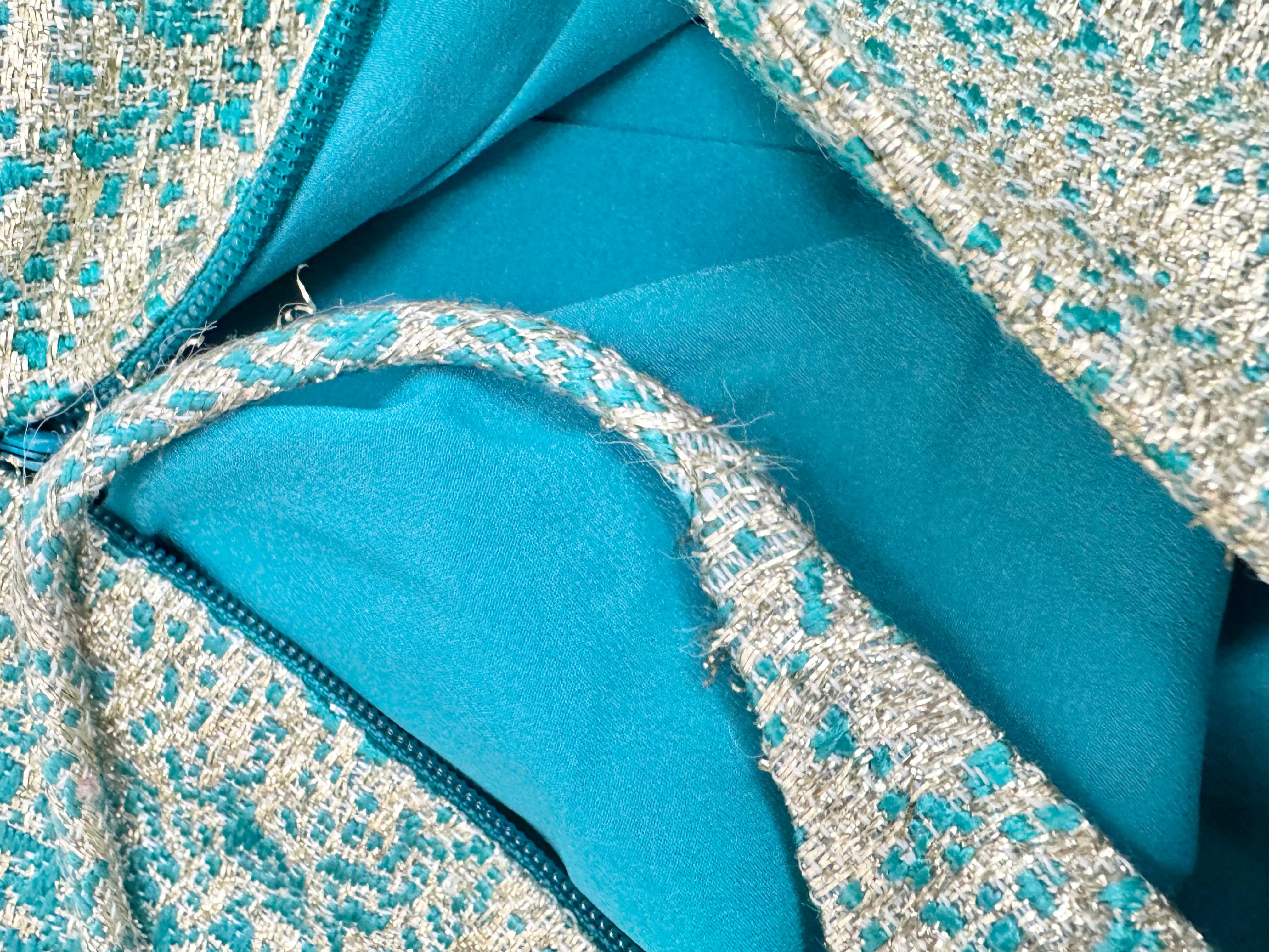 Zimmermann Gold & Turquoise Jacquard Cocktail Dress - AU8