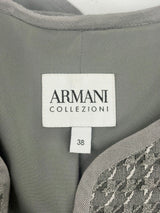 Armani Collezioni Grey Textured Houndstooth Cropped Jacket - AU6
