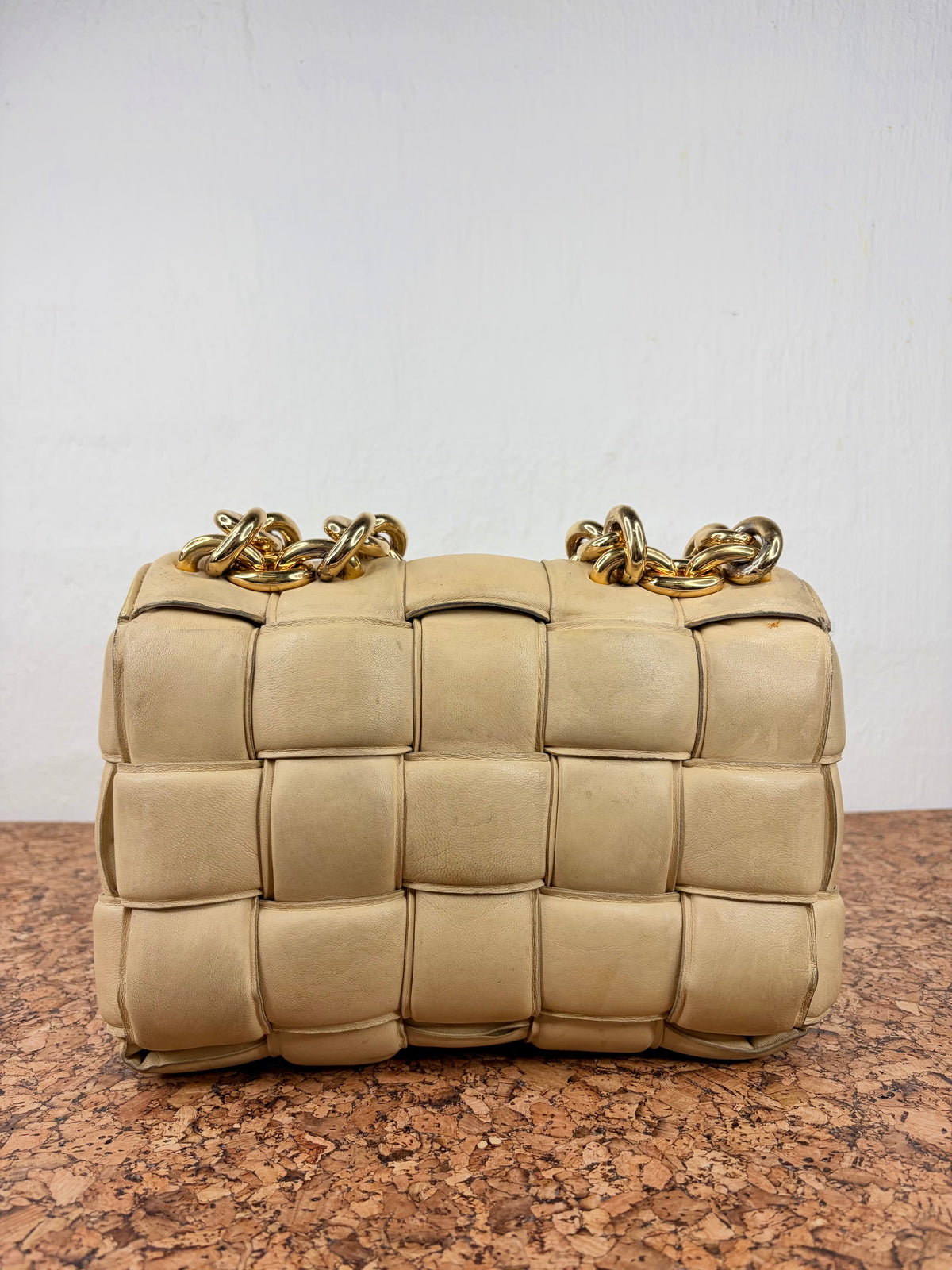 Bottega Veneta Chain Cassette Bag in Porridge & Gold