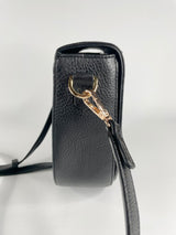 Lorna & Bel 'Ava' Black Grained Leather Crossbody Bag