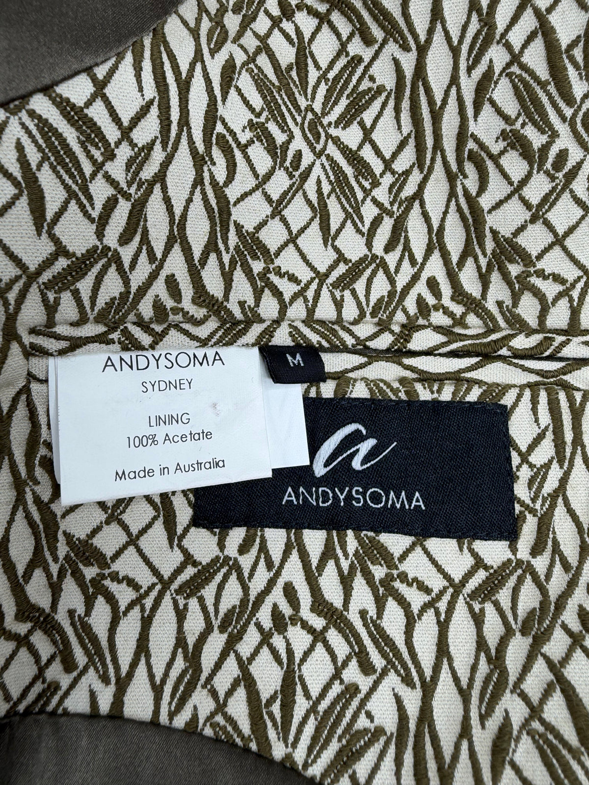Andysoma Sydney Cream & Moss Green Tailored Blazer - M