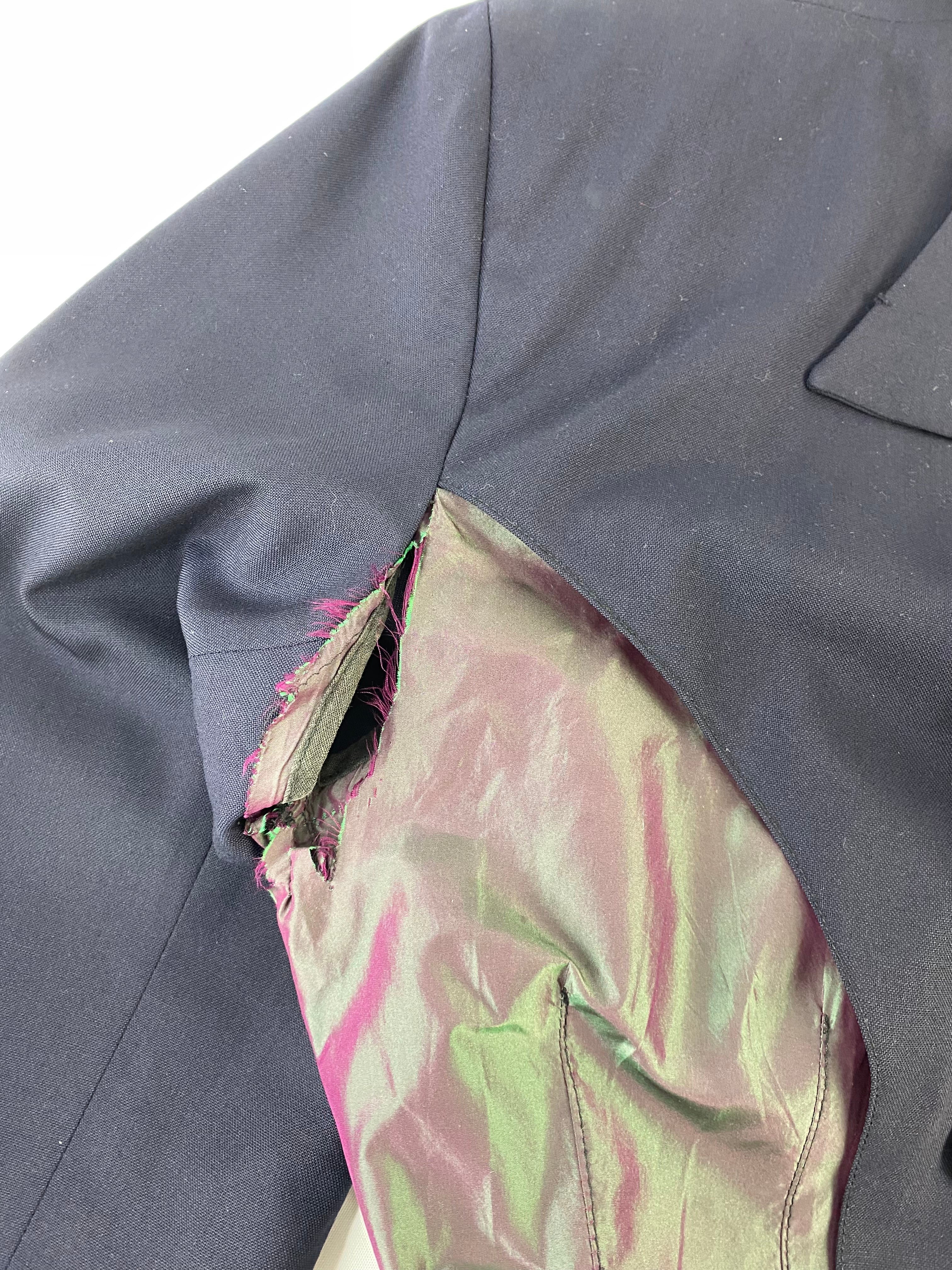 John Richmond Women Blue & Green Shot Silk & Wool Blazer - AU10