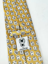 By Valentino Gold Silk Dice Patterned Tie