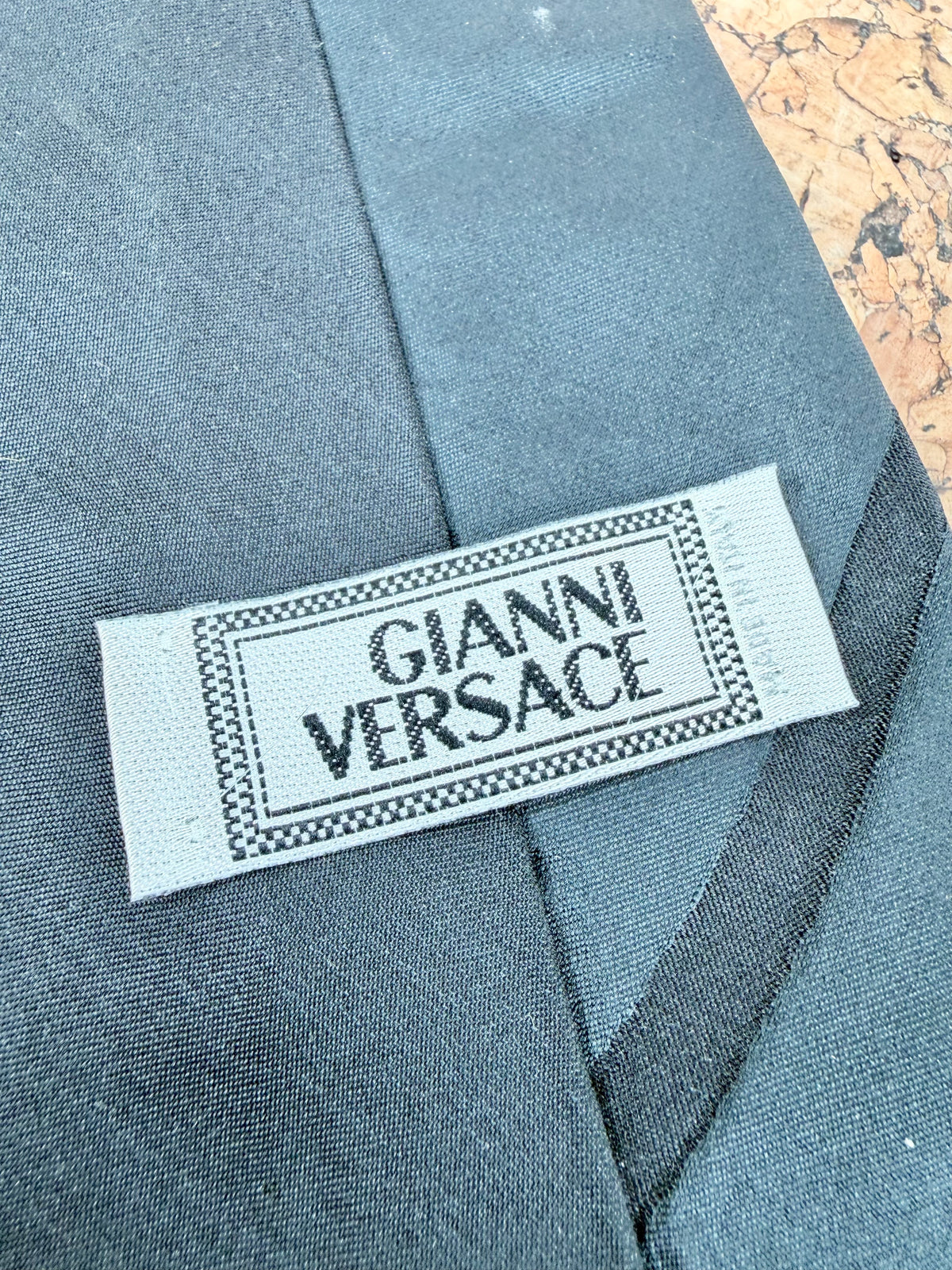 Vintage Gianni Versace Black Medusa Head Embellished Tie