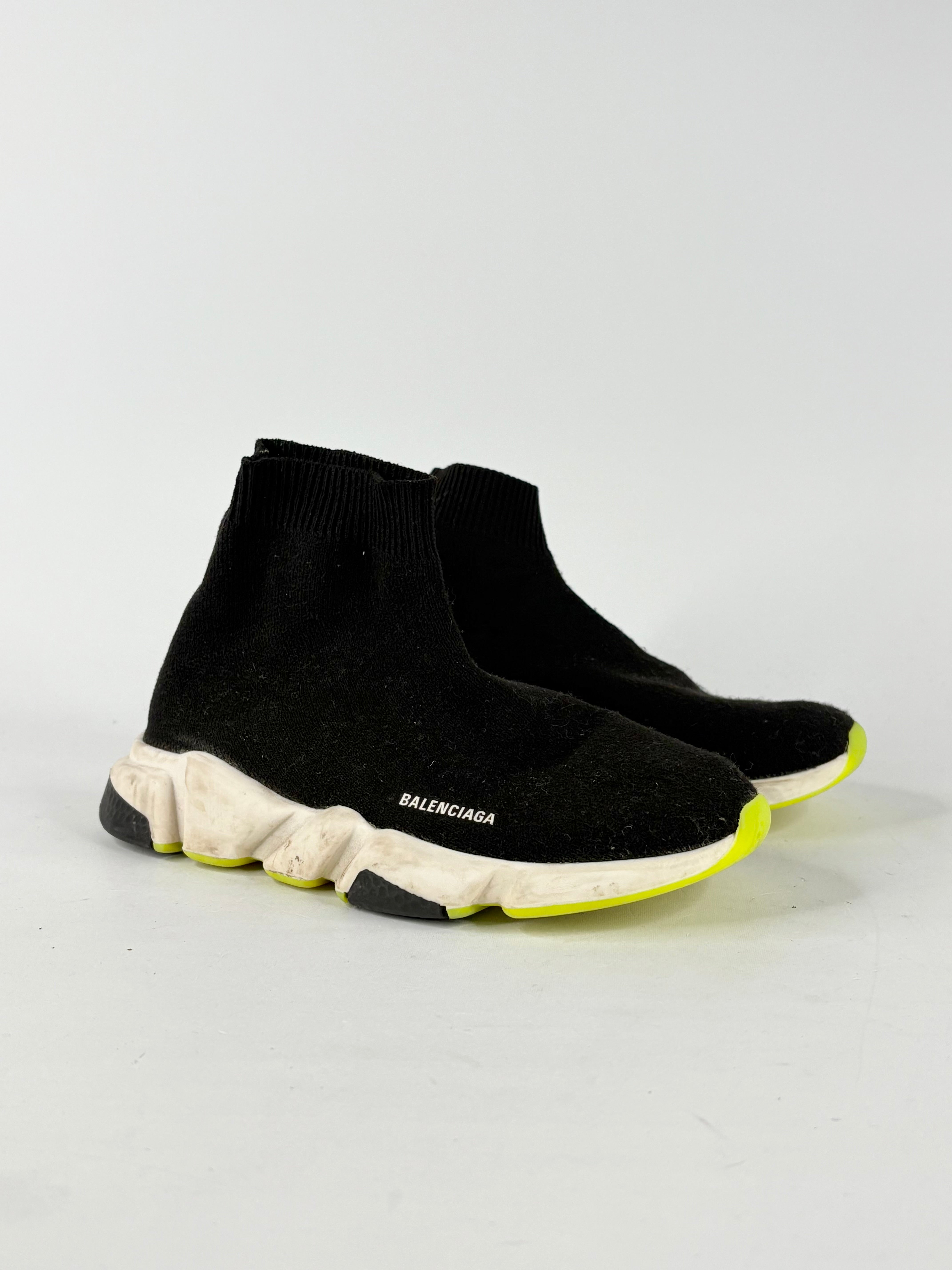 Balenciaga Kids Speed-Sock Black & Green Sneakers - EU29-30