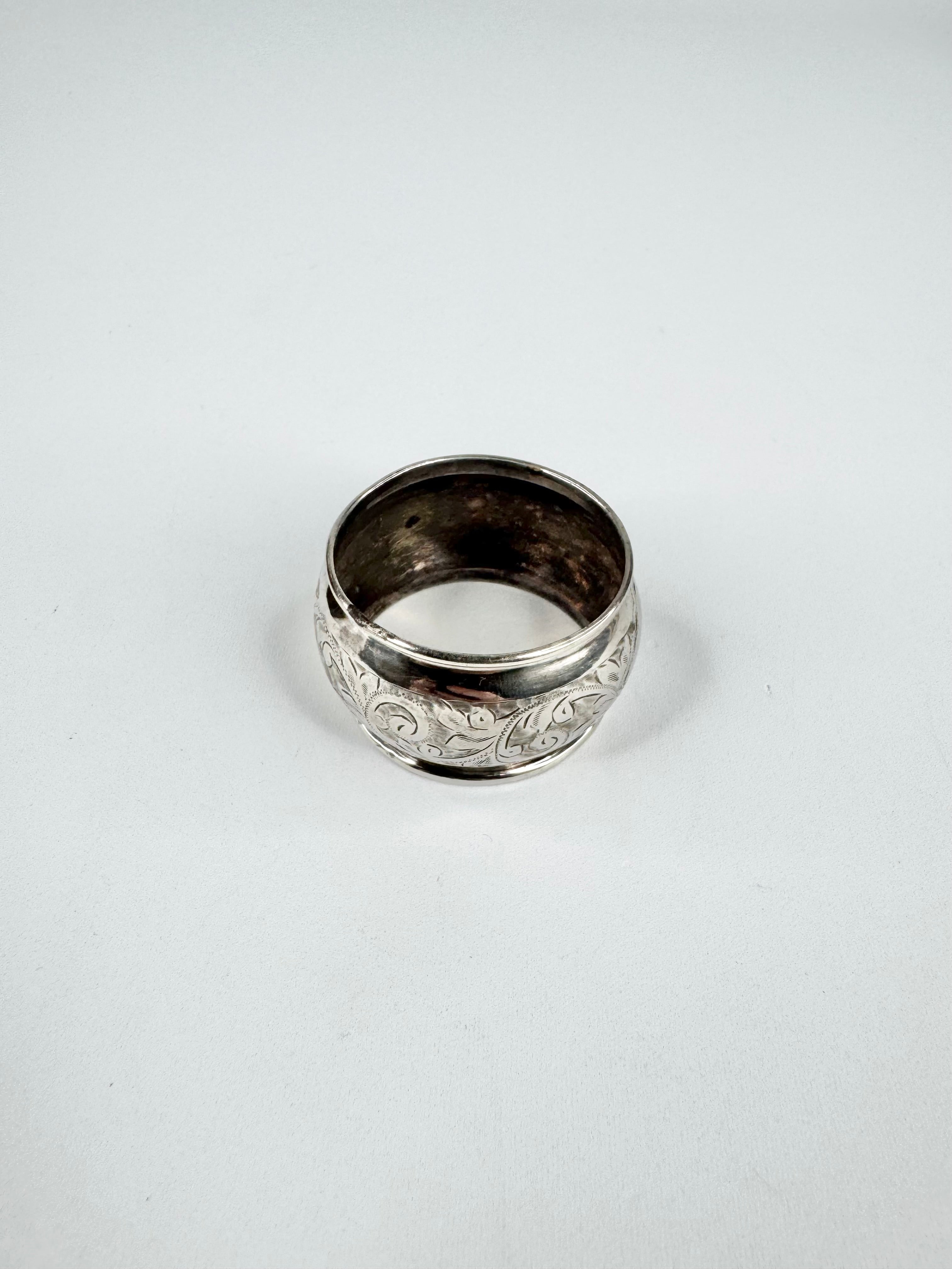 Antique Chester J Aikin English Silver Filigree Napkin Ring