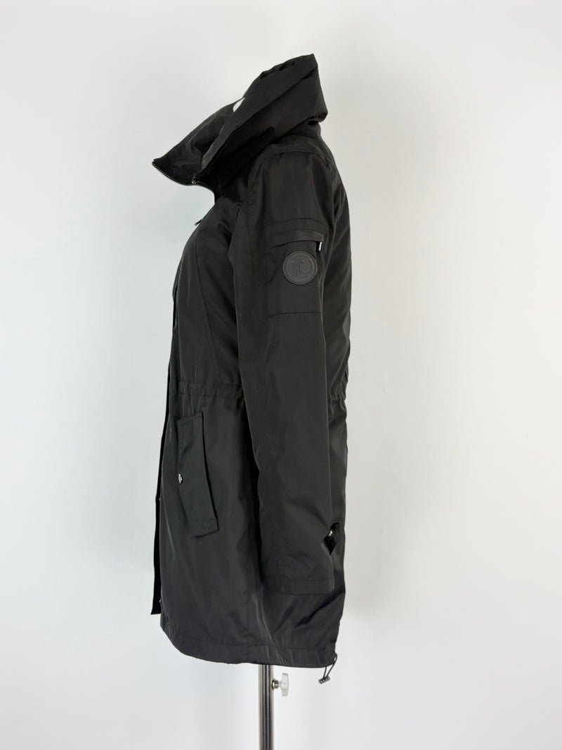 Lauren by Ralph Lauren Black Hooded Spray Jacket - XXS