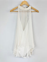 White Suede 'Silk X Blouse' NWT - AU12