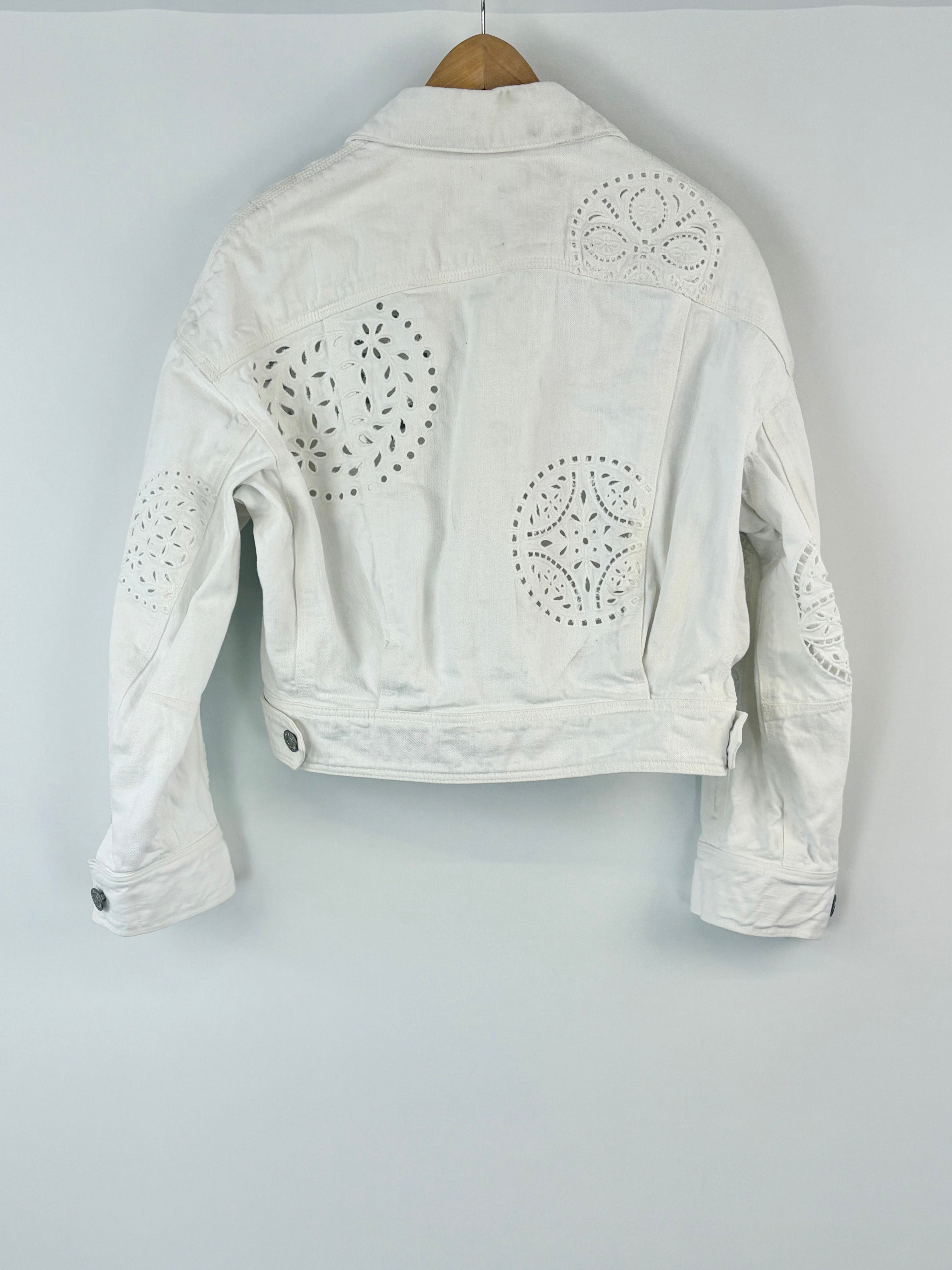 Isabel Marant White 'Rena' Broderie Denim Jacket - AU12