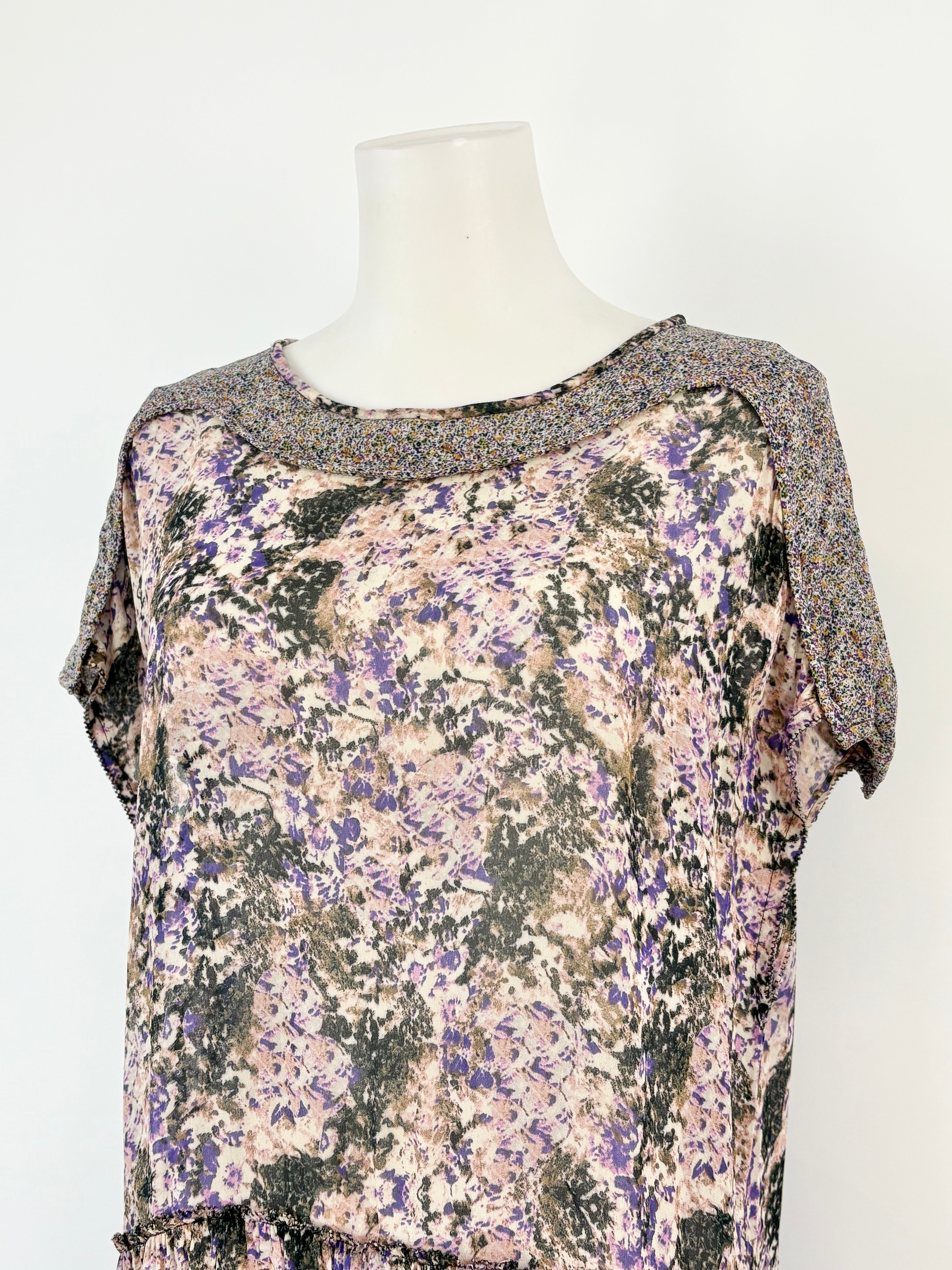 Isabel Marant Étoile Lavender Floral Camo Sheer Midi Dress - AU10