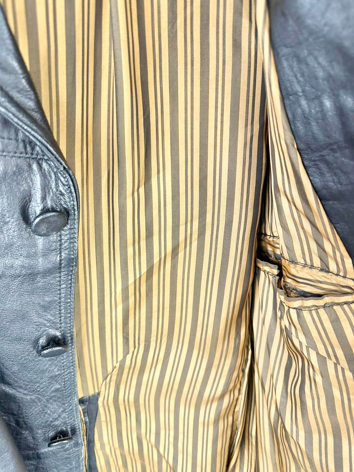 MFW Vintage Stephen Dattner Black Leather Button Up Jacket - 38