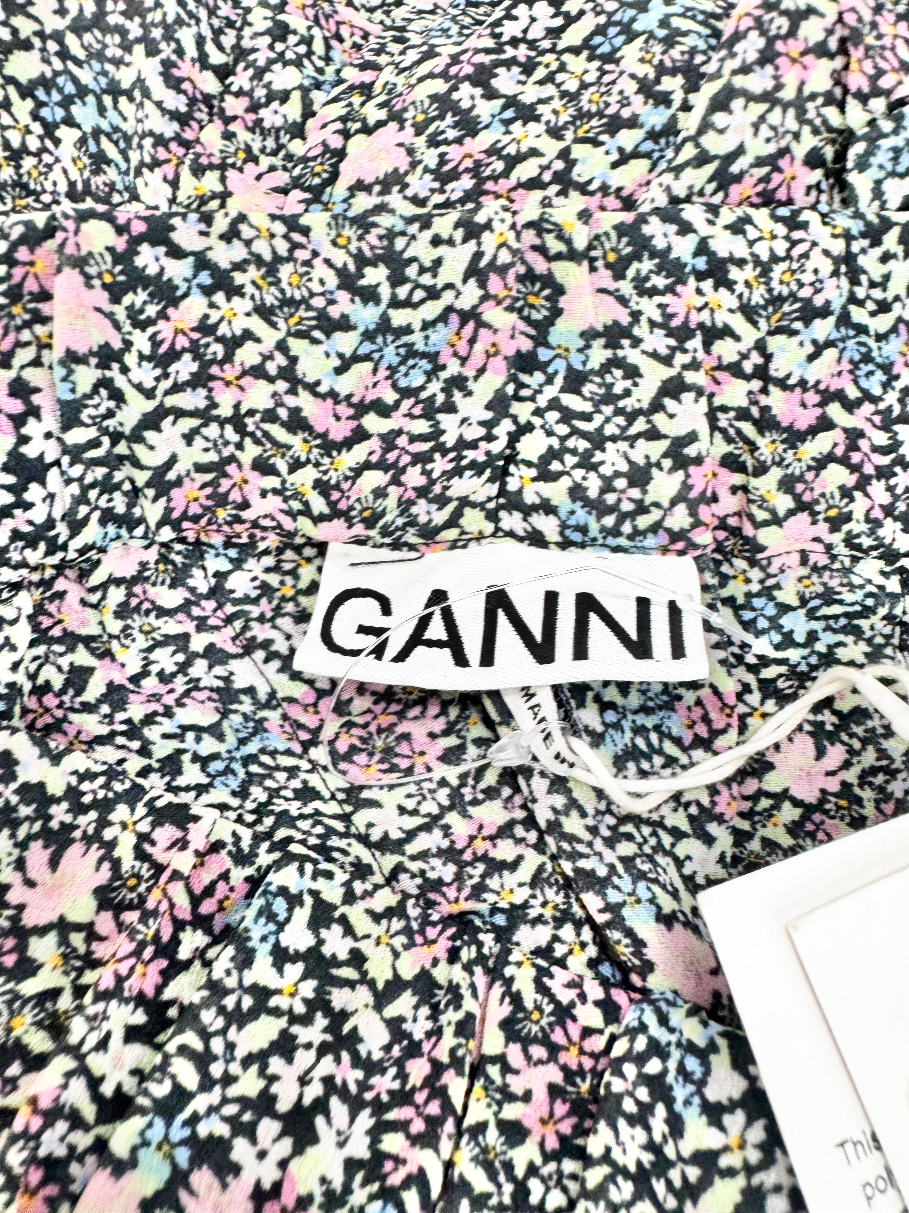 Ganni 'Printed Light Crepe Mini' Microfloral Skirt NWT - AU8