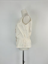 Cotélac Ivory Sleeveless Button-Up Peplum Top - AU8