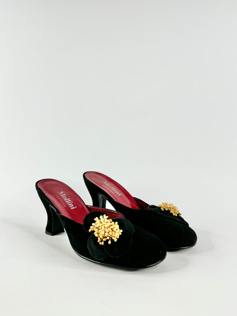 Mollini Black Suede Mules - EU38