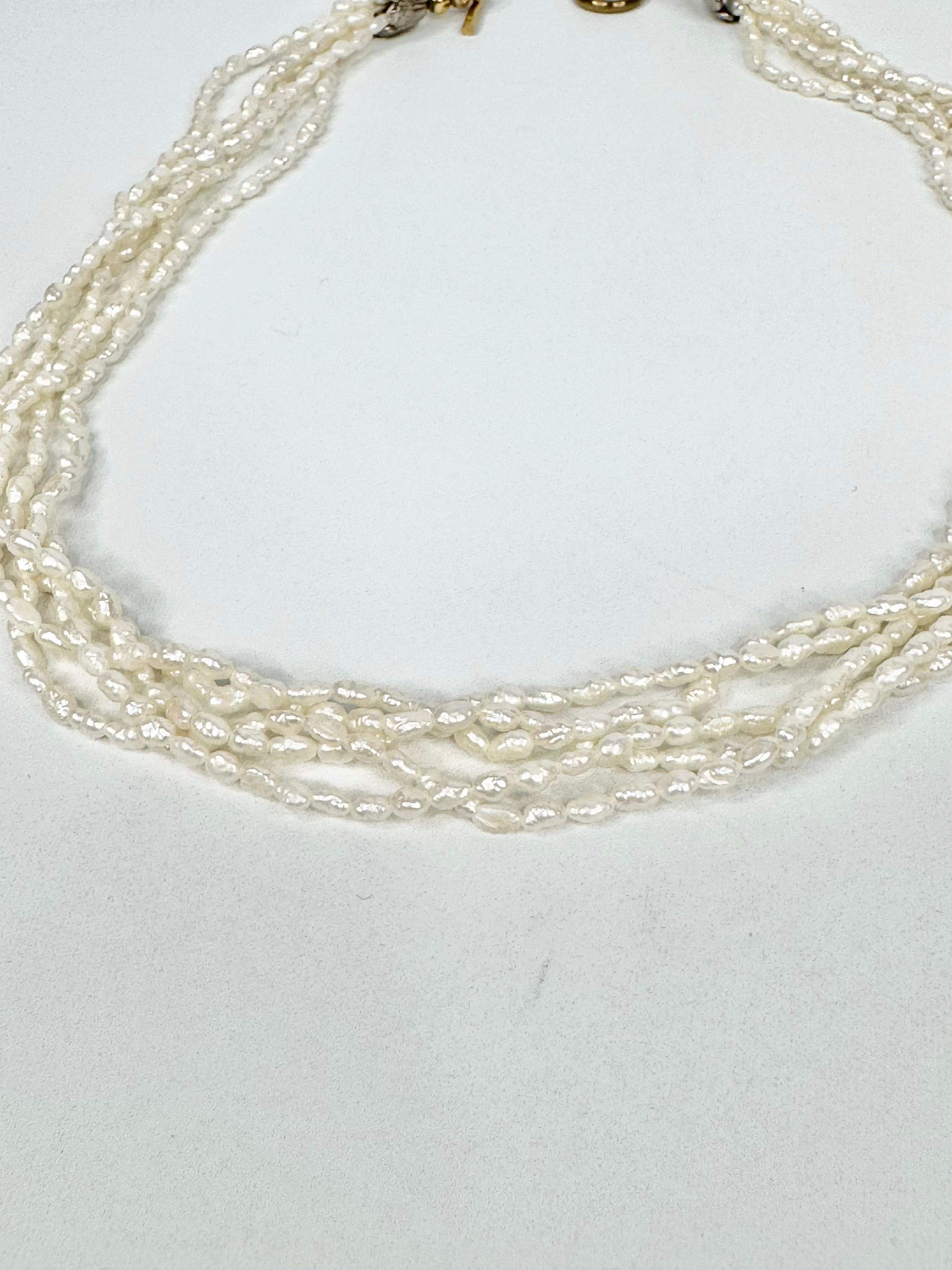 Vintage 5 Strand Freshwater Seed Pearl Necklace