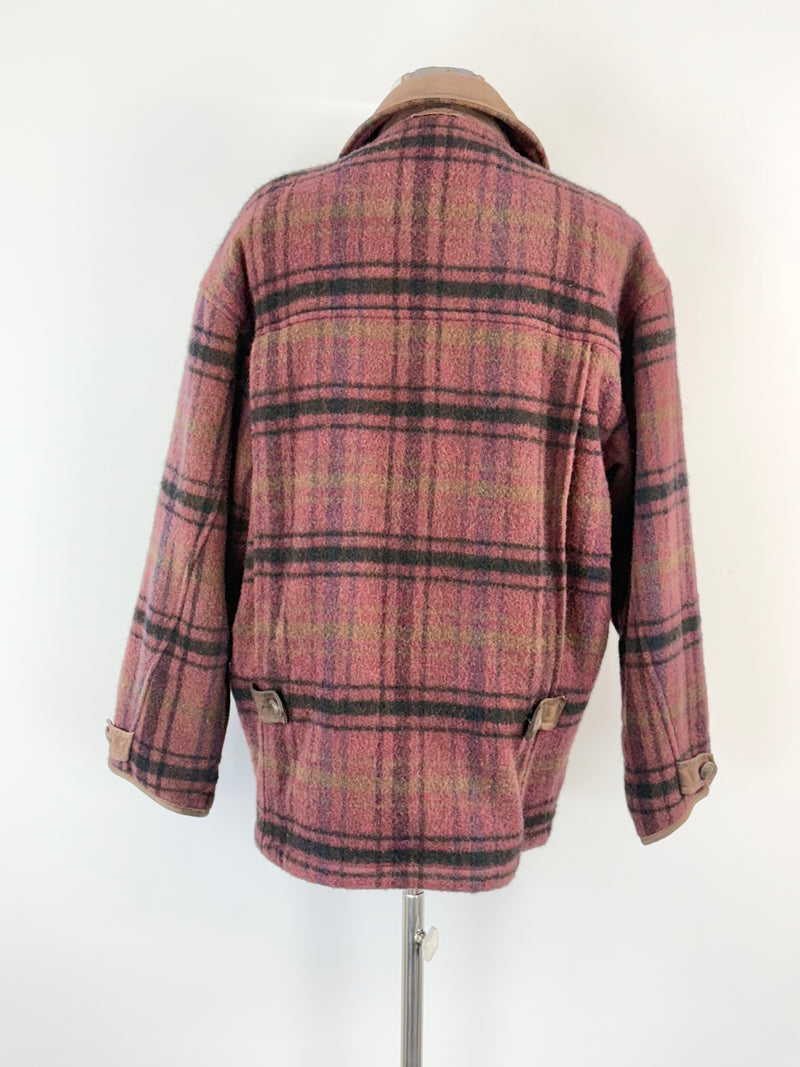 Vintage Timberland Check-Pattern Wool & Mohair Coat - M