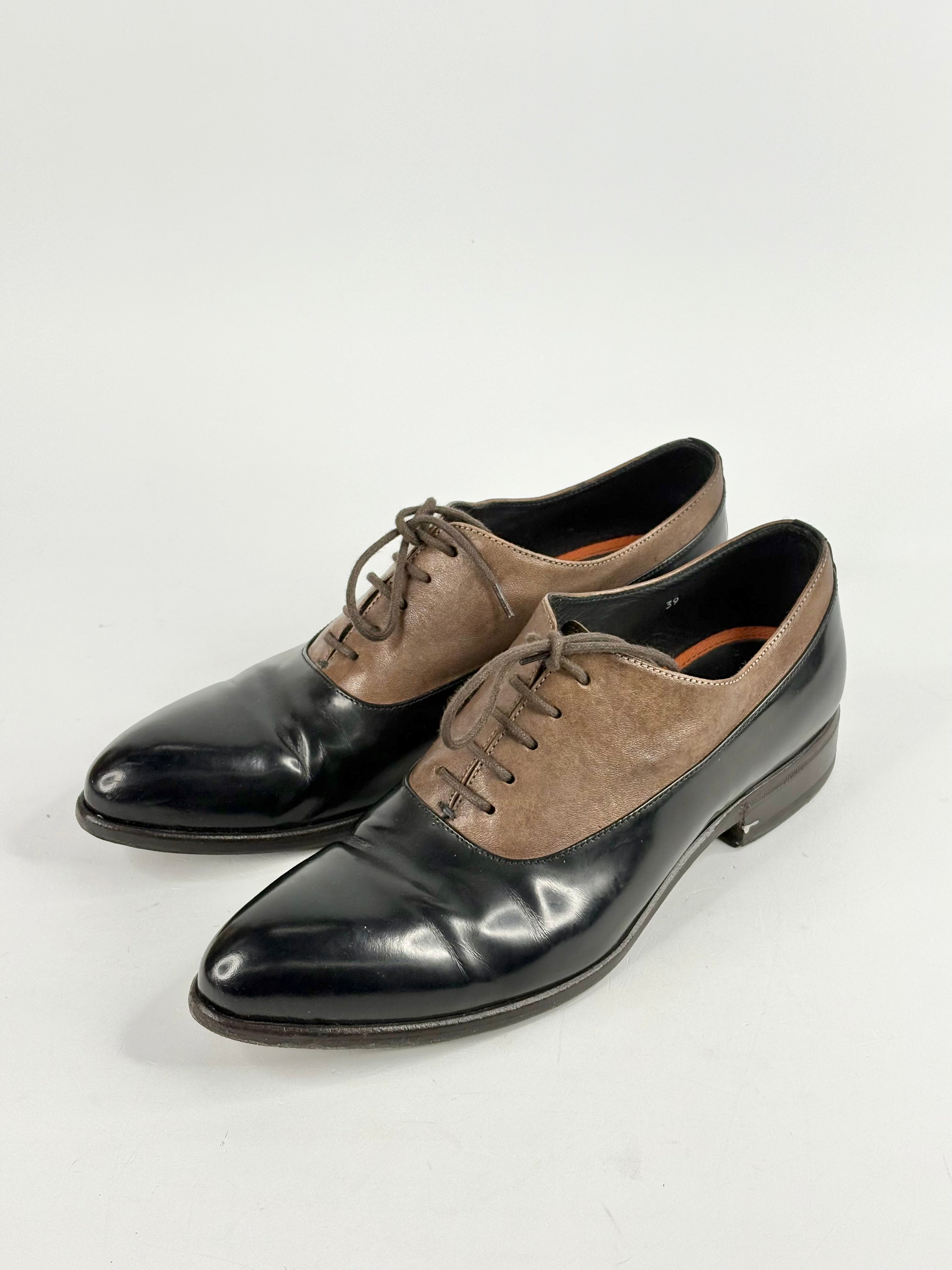 Henderson Baracco Black & Brown Leather Pointed-Toe Lace Ups - EU39