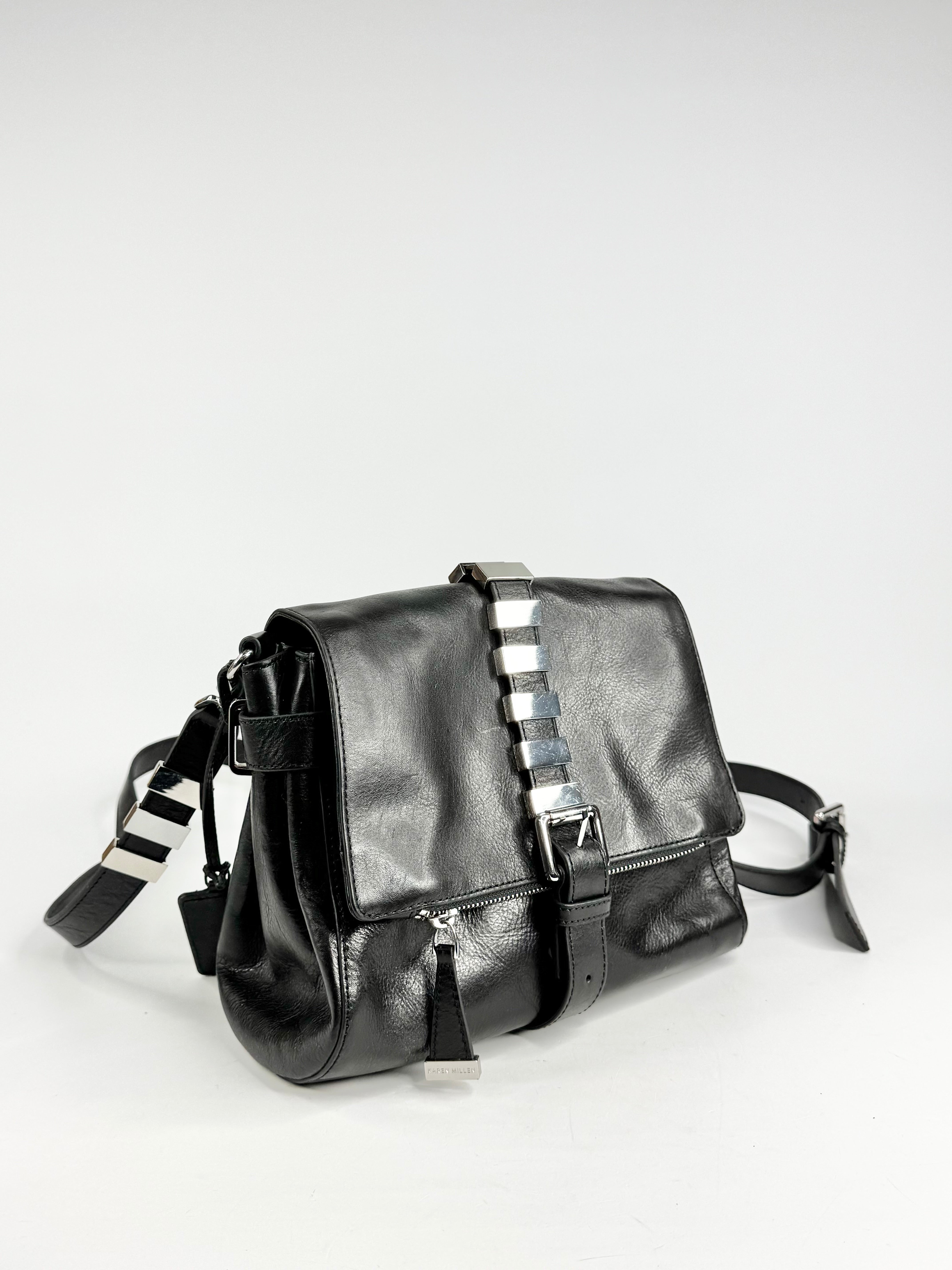 Karen Millen Black Leather Cross Body Bag NWT