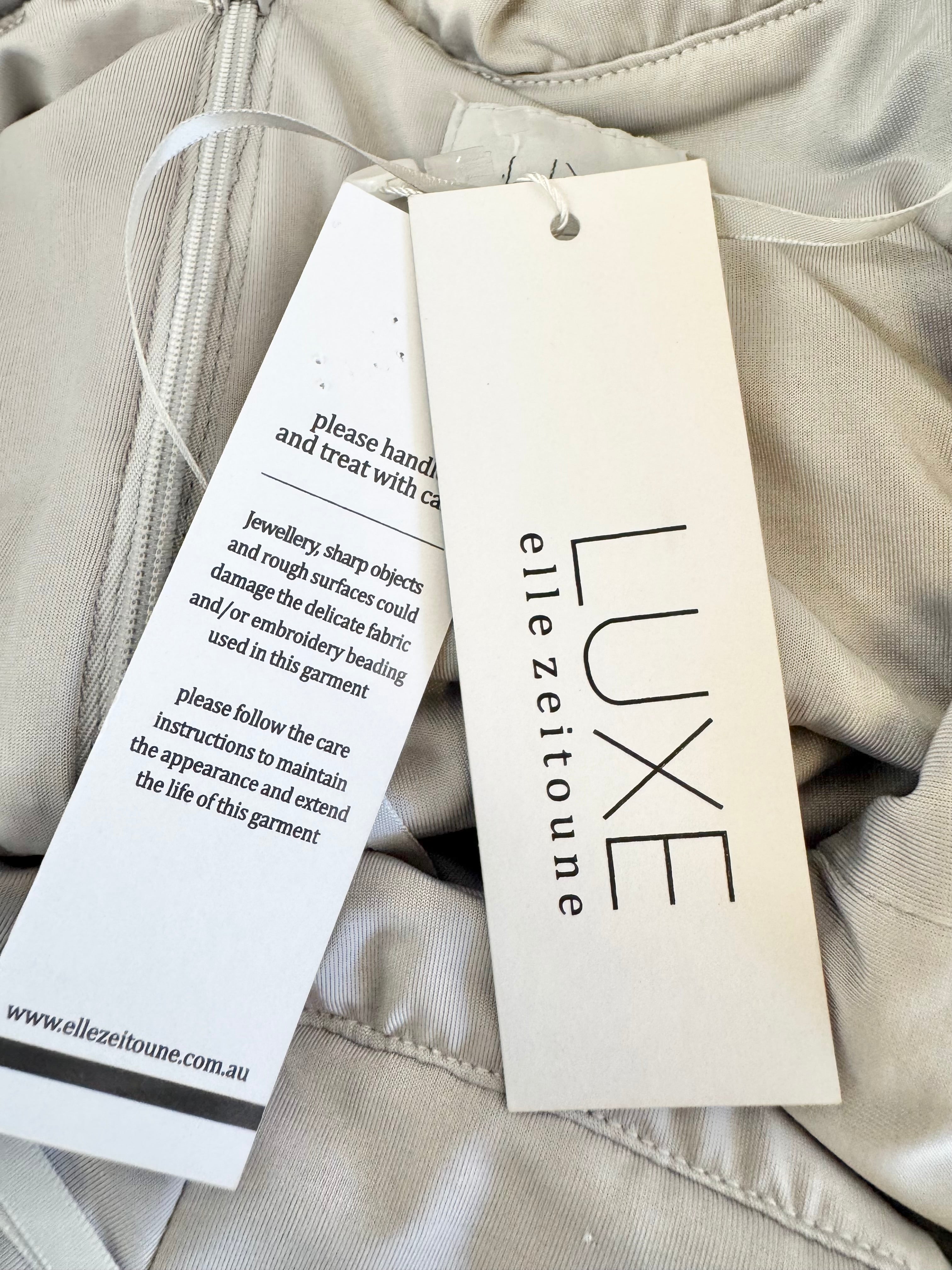 Luxe by Elle Zeitoune 'Tinley' Silver Sequined Gown NWT - AU14