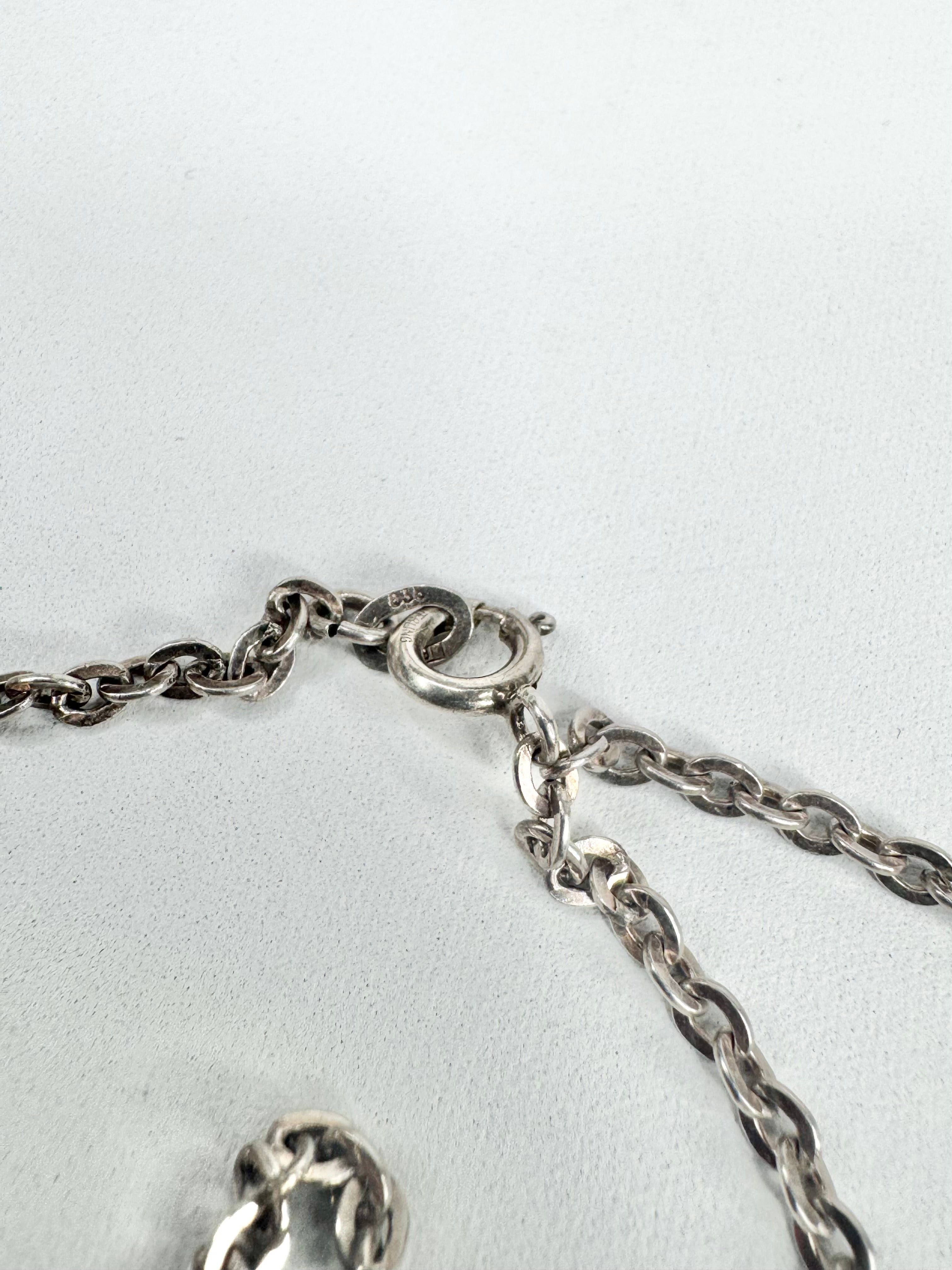 Hand Crafted Opal & Silver Textured Pendant & Chain