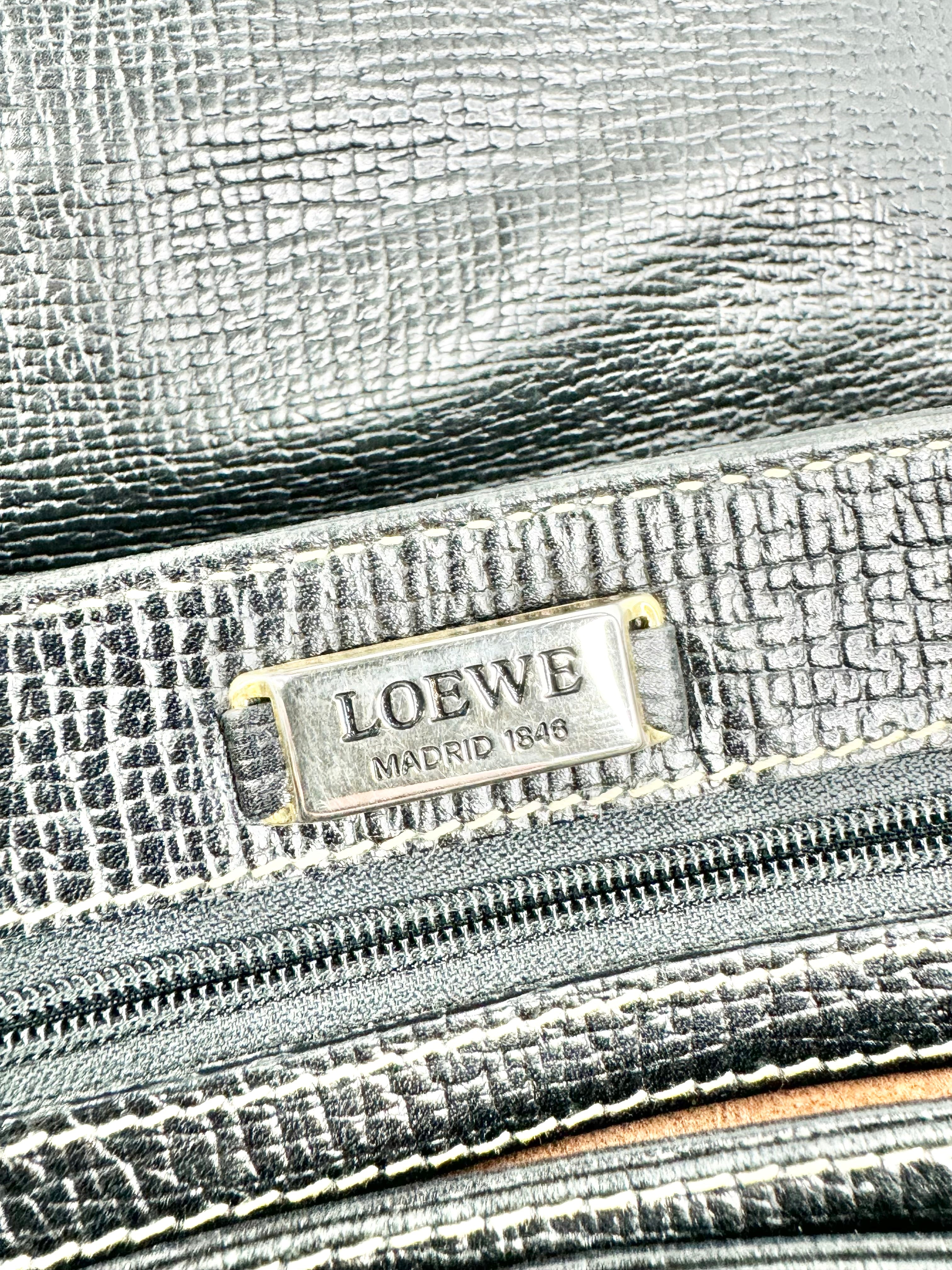 Vintage Loewe Black Leather Shoulder Bag