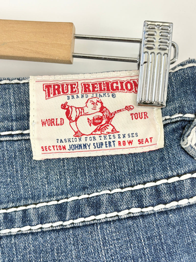 True Religion Dark Blue Distressed Skinny-Fit Jeans - W29