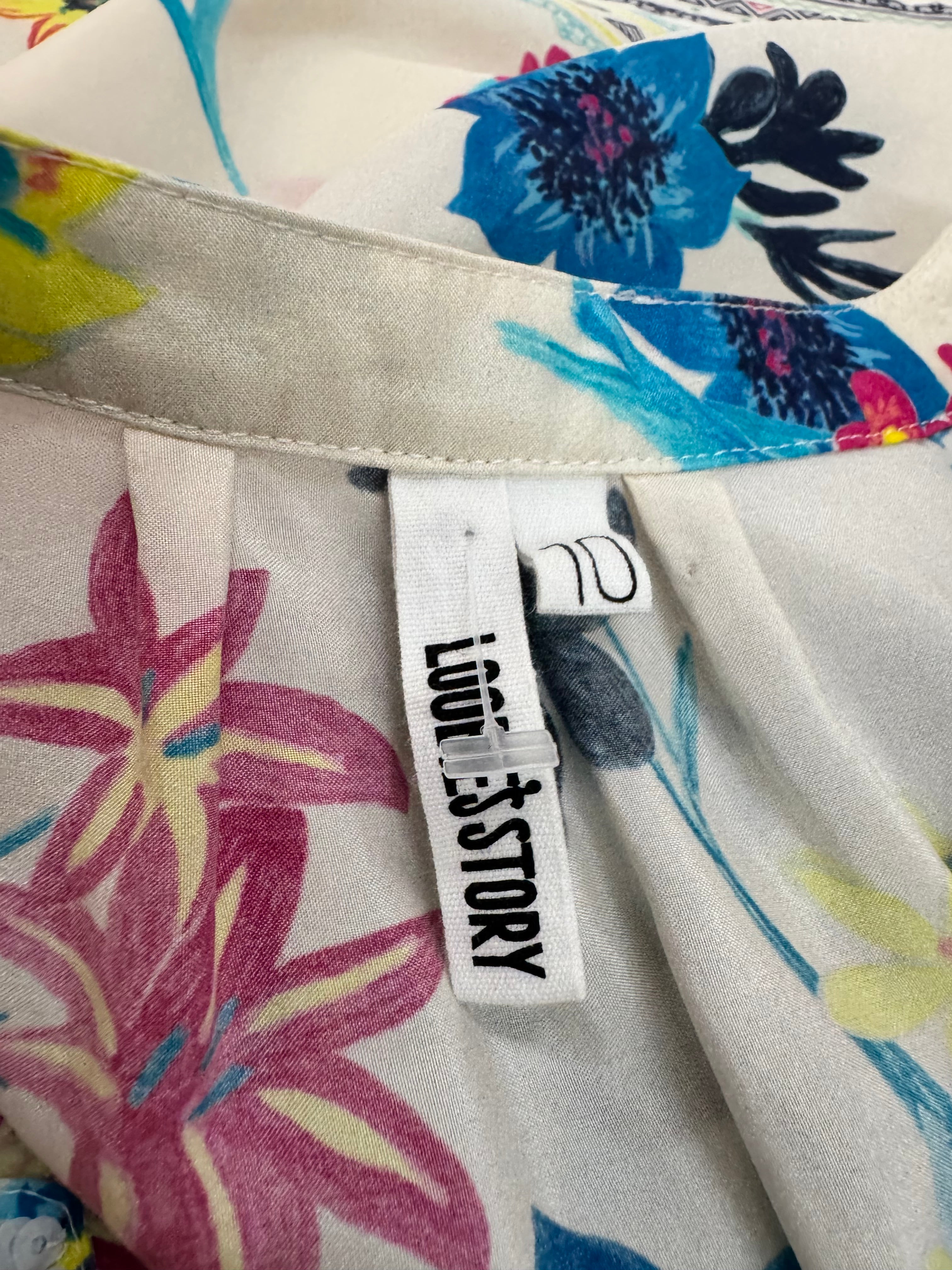 Loobie’s Story Silk Floral Motif V-Neck Blouse - AU10