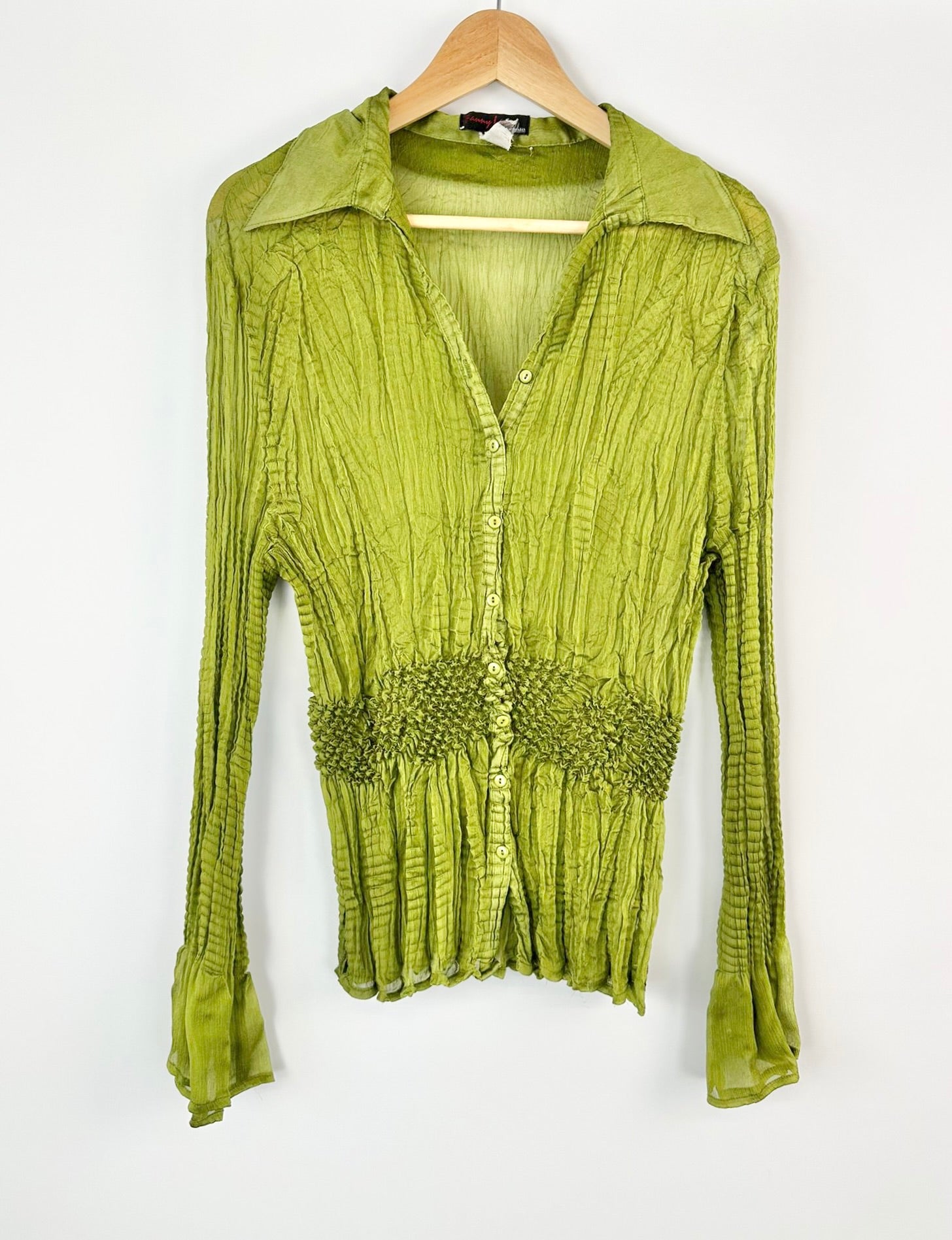 MFW Fanny Lam Olive Green Button Up Blouse - AU10/12