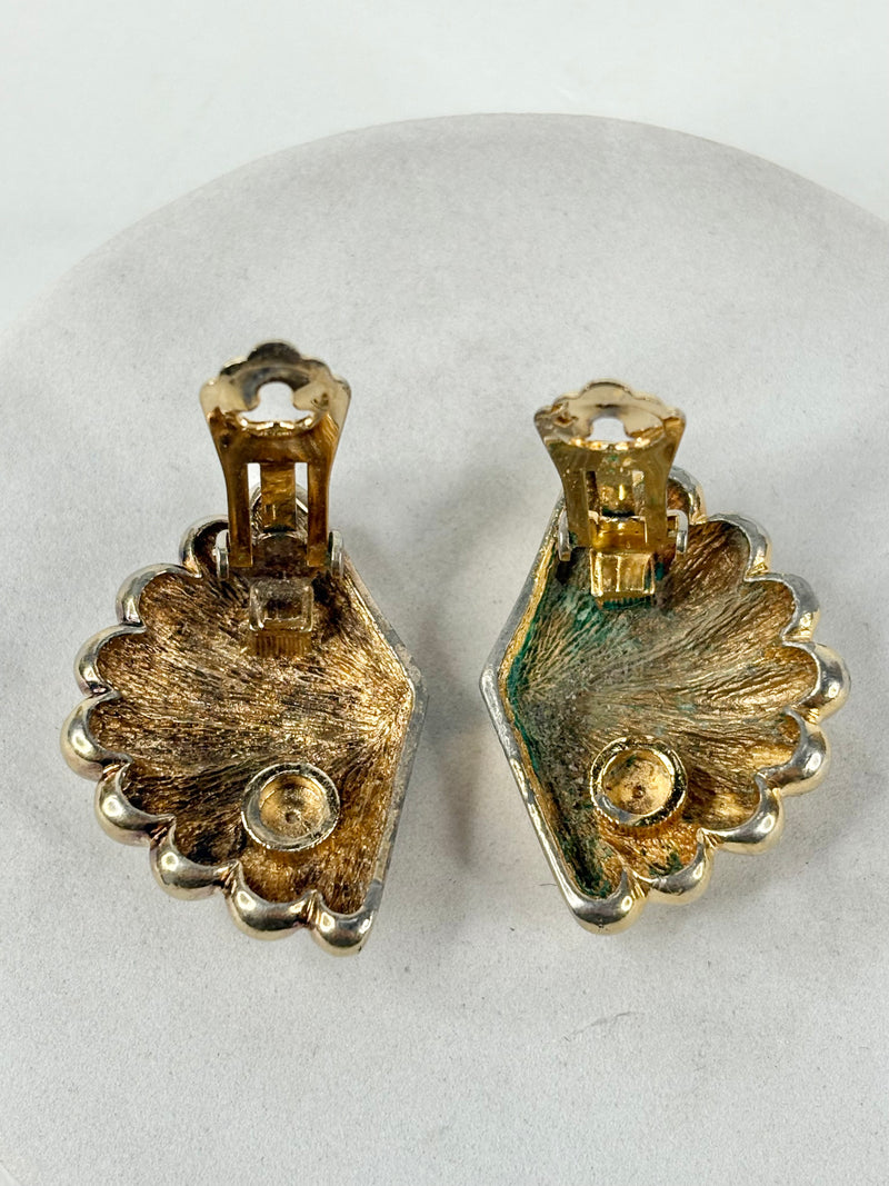 80s Vintage Christian Dior Shell Clip On Earrings