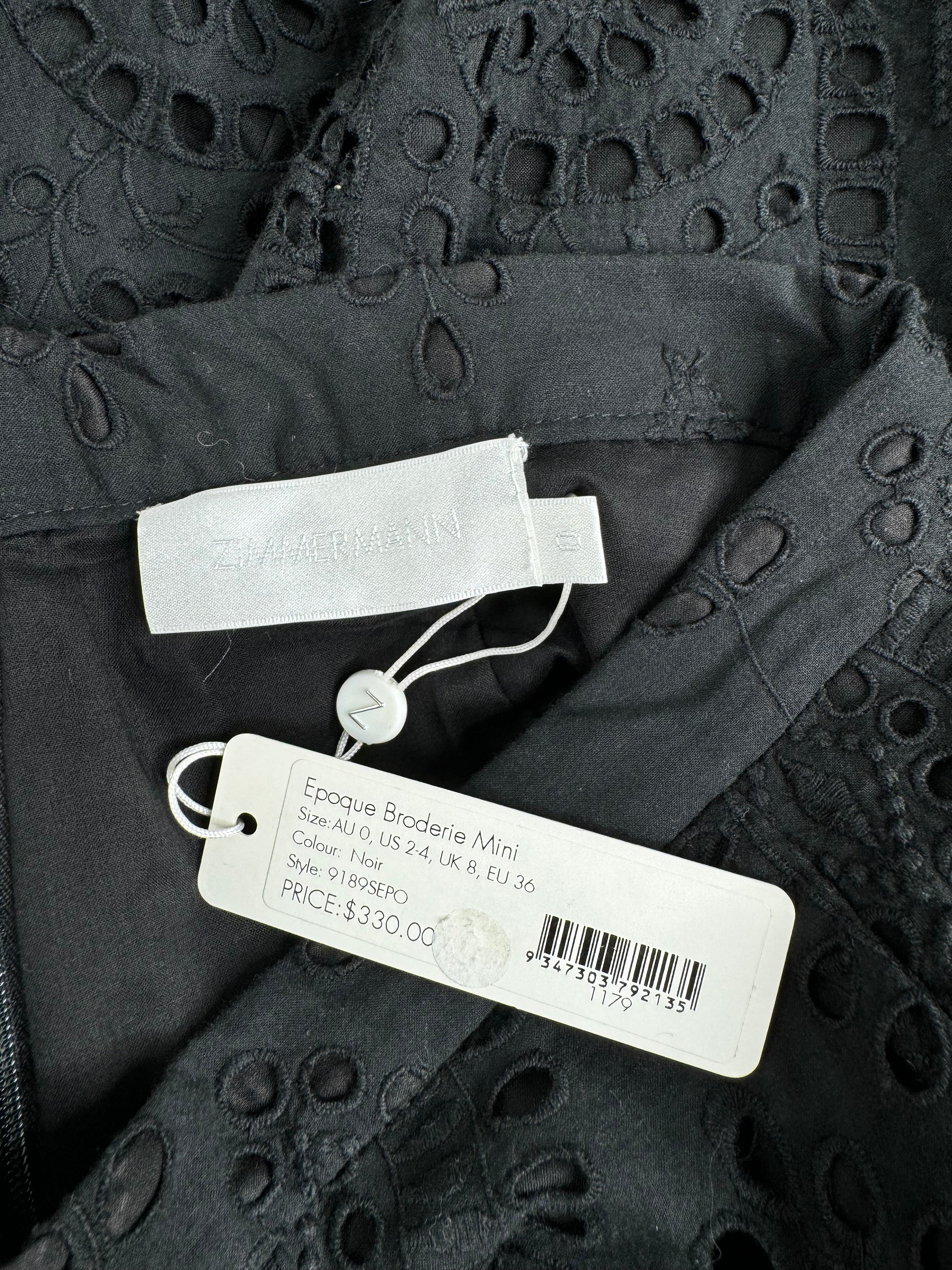 Zimmermann Black Epoque Broderie Mini Skirt NWT - AU4/6