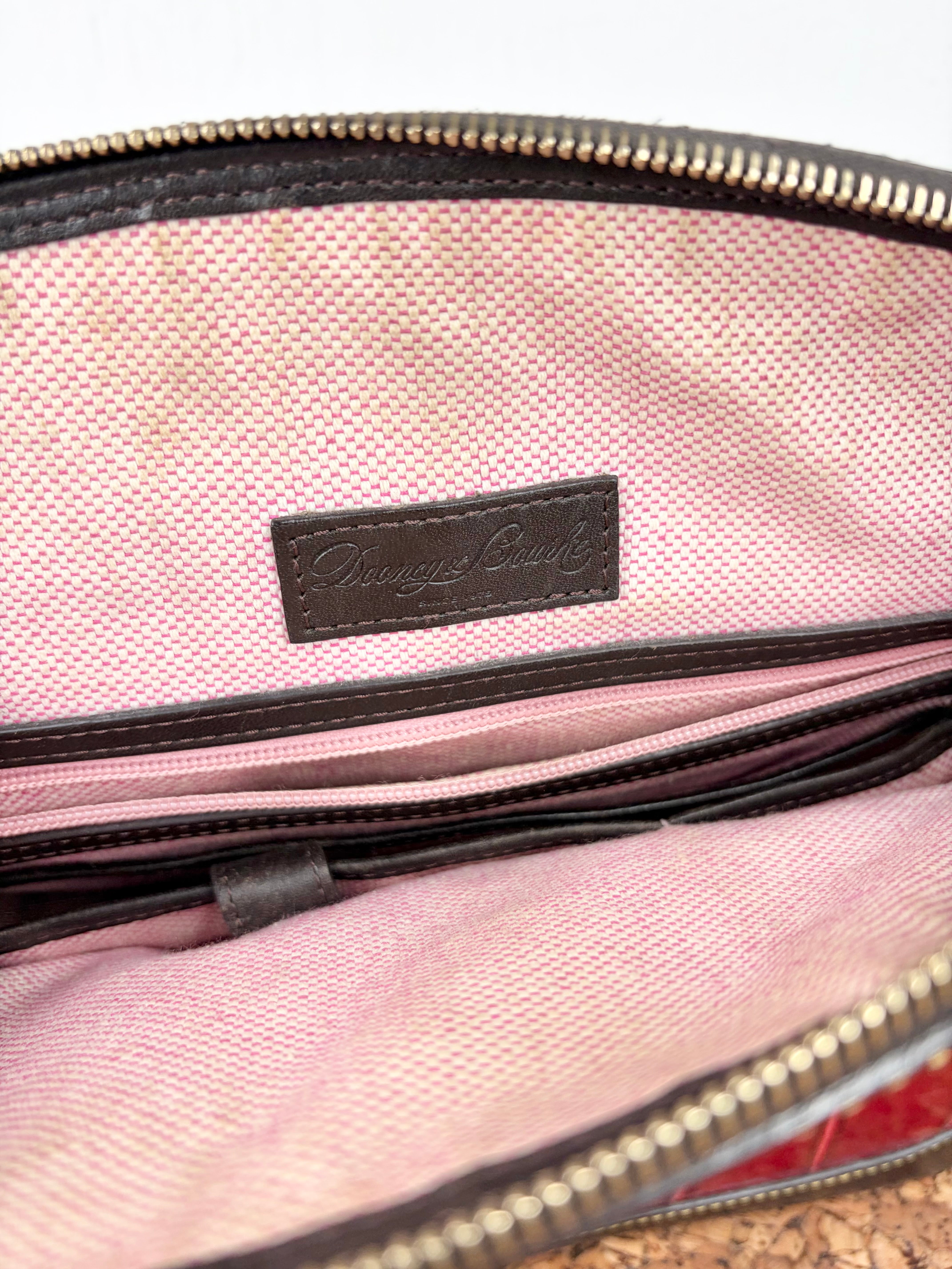 Dooney Bourke Red and Black Faux Croc Satchel Bag